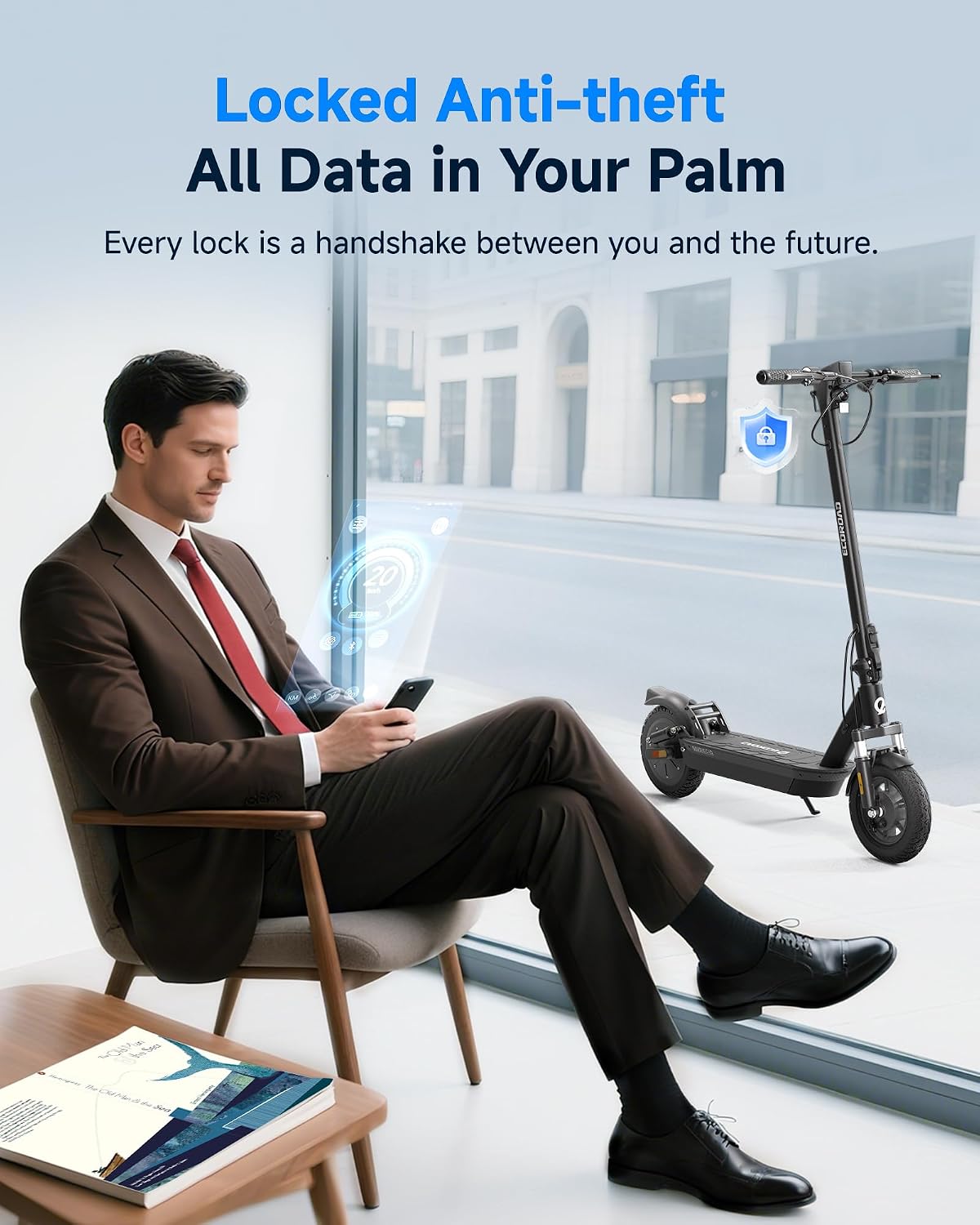 ECOROAD EC10 Electric Scooter for Adults, 750W Motor & 25 MPH & 32 Miles Long Range, 10' Tires with Dual Suspension, Foldable Commuting E Scooter with App Control