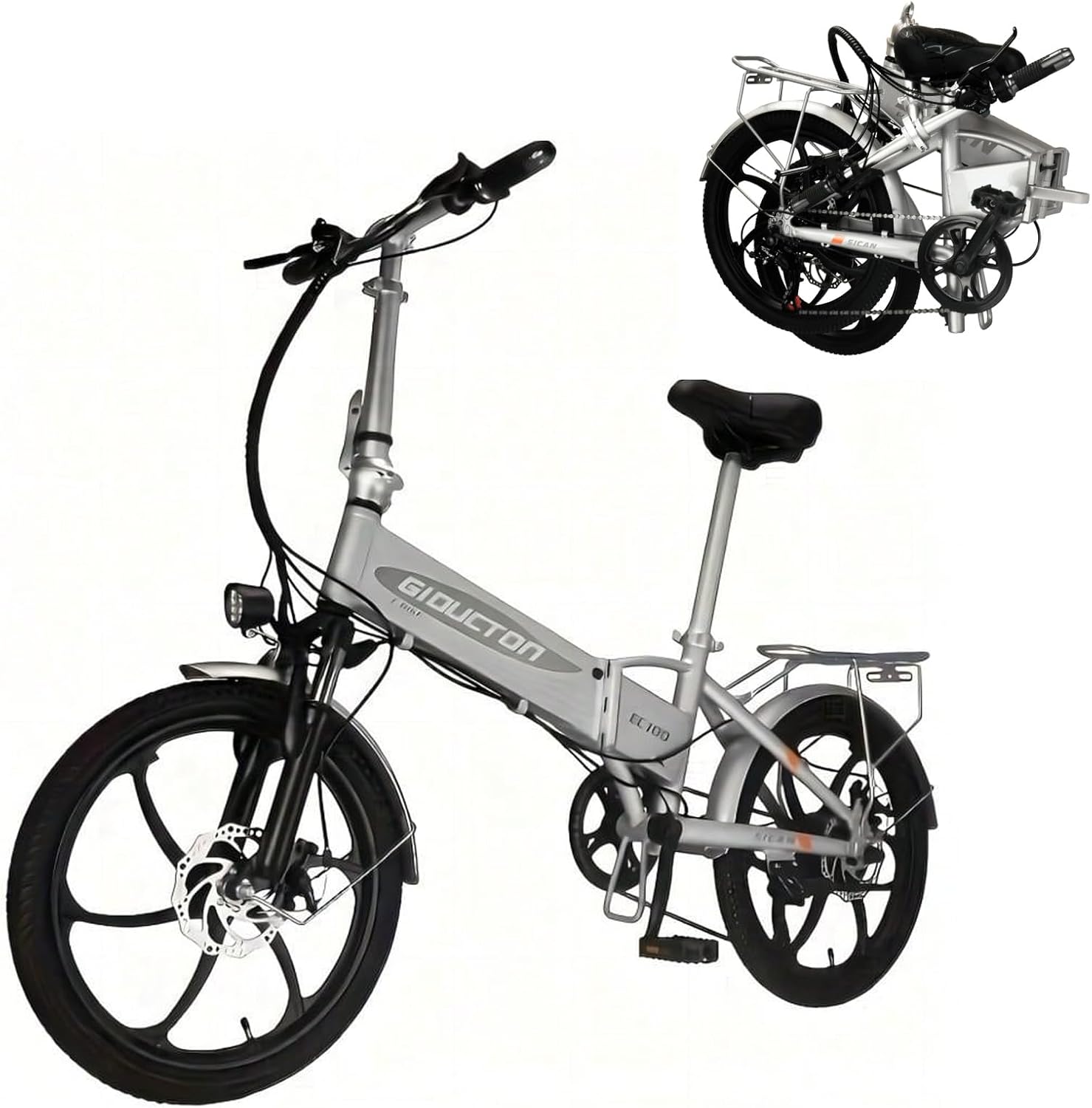 Folding Electric Bike for Adults, Electric Bicycle with Removable Battery,50 Mile Range,1000W Peak Motor, Shock Absorber, Disc Brake, 20' Tires