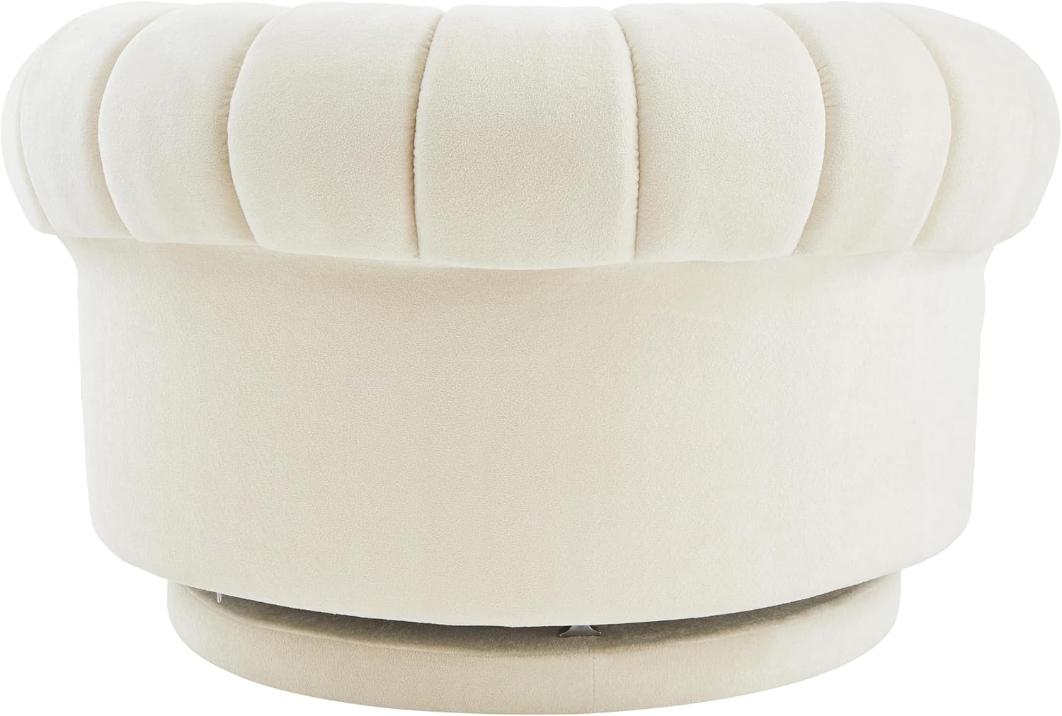 360° Swivel Accent Chair, Chenille Fabric Barrel Swivel Chair Round Club Chair with Curved Armrests & Thick Cushioning, Stylish Channel-Tufted & Diamond-Quilted Backrest for Living Room (Beige,02)