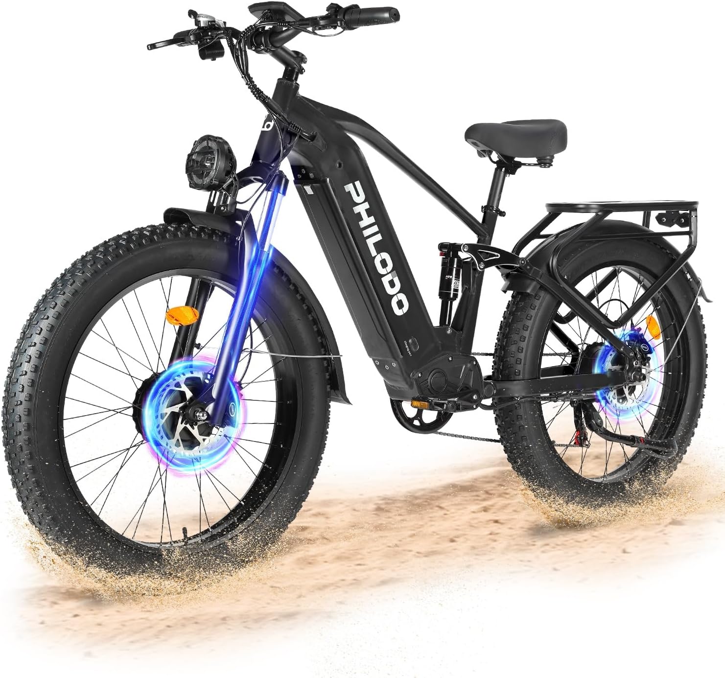 Falcon 60V 32AH Off-Road Electric Bike - 5000W Dual Motor Hunting Ebike, Fat Tire Full Suspension Dirt Bike for Adults, Long Range Snow/Sand Electric Bicycle