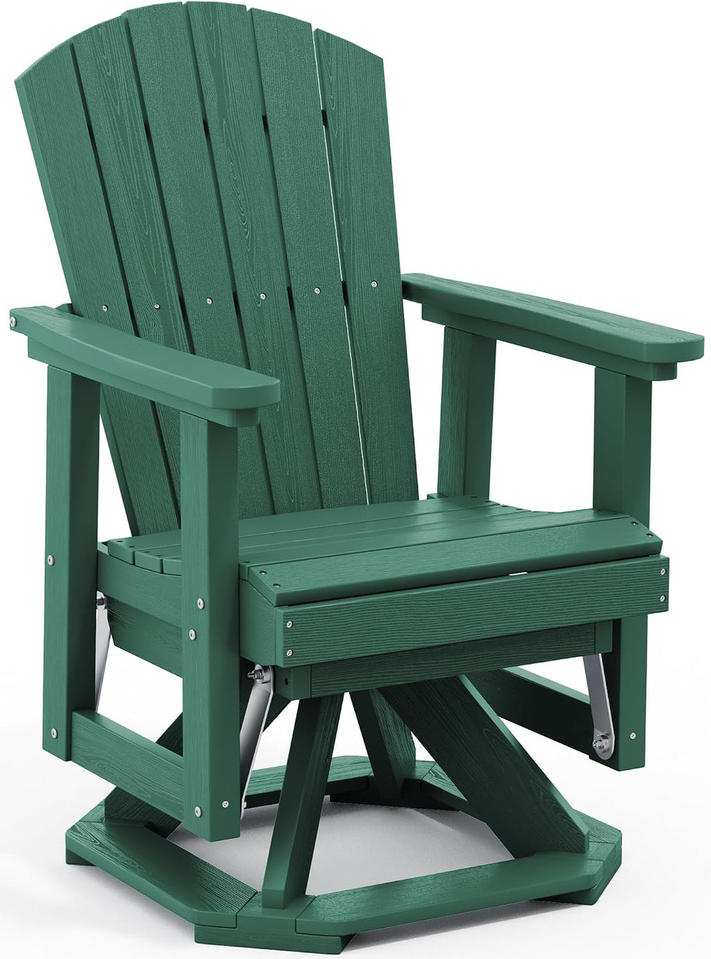 SERWALL Adirondack Swivel Glider, HDPE Glider for Outdoor, All-Weather Glider Rocking Chair for Porch, Balcony, Green