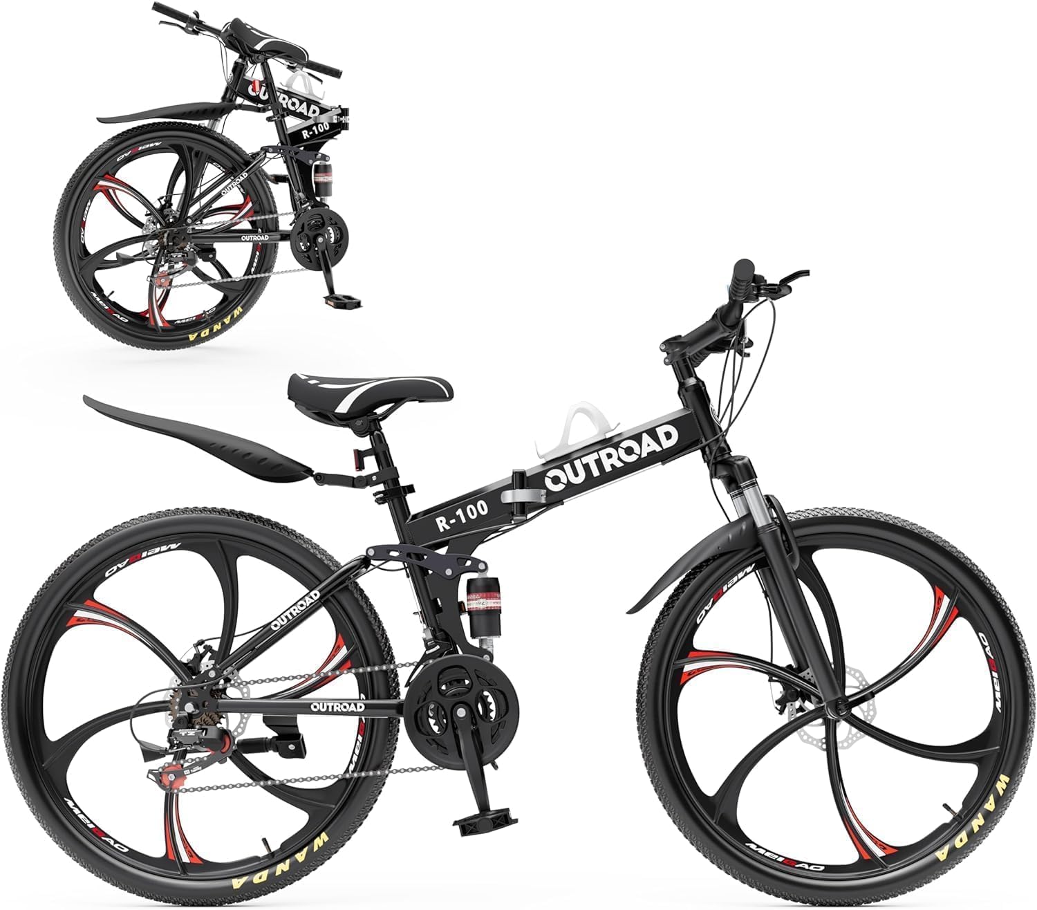 26 ich Folding Mountain Bike, 21 Speed High Carbon Steel Mountain Bike for Adults with 26 Inches Durable Tires, Front Suspension Folding Bicycle for Women and Man | 26 ich, High Carbon Steel, Durable Tires, Front Suspension, Folding Bicycle