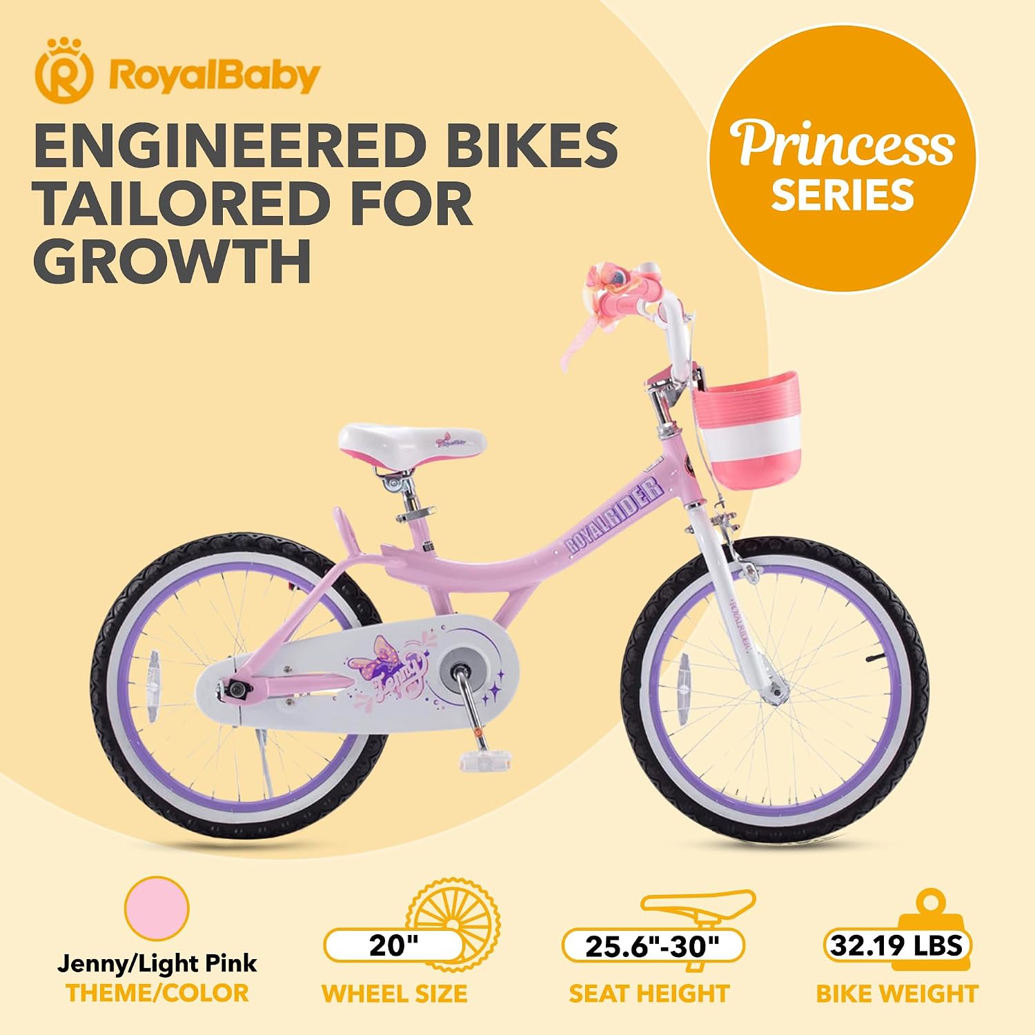 Royalbaby Princess Girls Kids Bike 12 14 16 18 20 Inch Children Bicycle with Basket for Age 3-12 Years