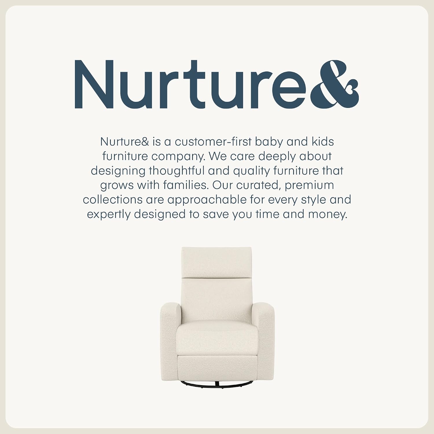 Nurture& The Glider Plus - Premium Nursery Power Recliner | Swivel Chair with Adjustable Head Support | Adjustable Lumbar Support Built in USB The Ultimate Comfort for Nursing, Relaxing (Boucle Creme)