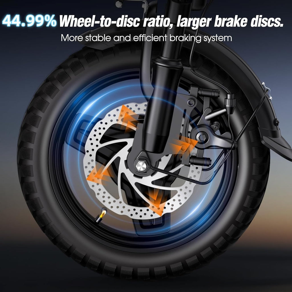 14' Folding Electric Bike for Adults | 500W Motor & 25MPH Top Speed | 48V 12Ah Removable Battery | 35-Mile Range & 3-Hour Fast Charge | Disc Brake | UL Certified | Ideal for City Commute & Park Ride|