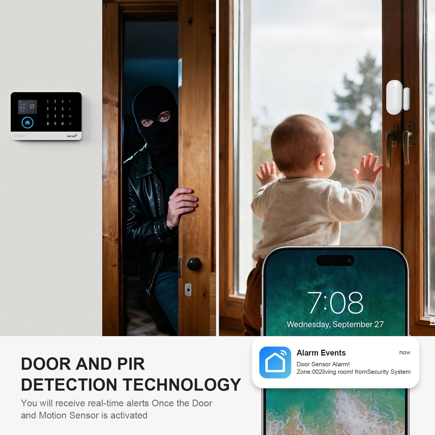 LWOHSI Home Security Systems,Wireless Alarm System with Door Window/Motion Sensors,Loud Siren,GSM 4G /SMS/Tuya APP Alerts,Compatible with Alexa and Google,NO Monthly Fees (A103F-US-F)