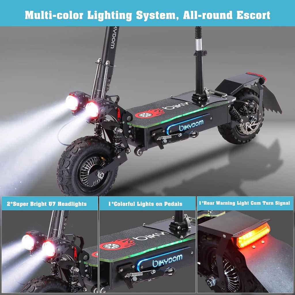 Electric Scooter for Adults, 5600W/1500W/1200W/800W Motor Fast Electric Scooter, 46/40/35 MPH Top Speed, 27Ah/20.8Ah/15.6Ah Battery, 10/11' Off Road Tire Foldable E-Scooter for Commuter Outdoor campus