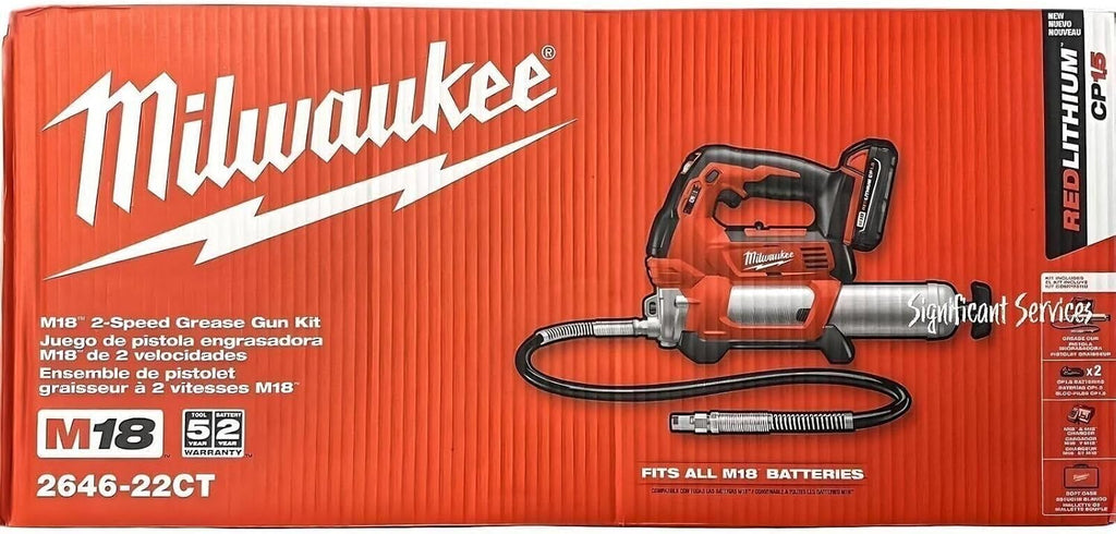 Milwaukee 2646-22CT M18 2-Spd Grease Gun Kit W/2 Cmpt Bat