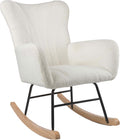 Lavish Home Rocking Chair - Teddy Fabric Upholstered Chair with Padded Seat and Contoured Armrests - Ergonomic Modern Rocker for Bedroom (Cream)