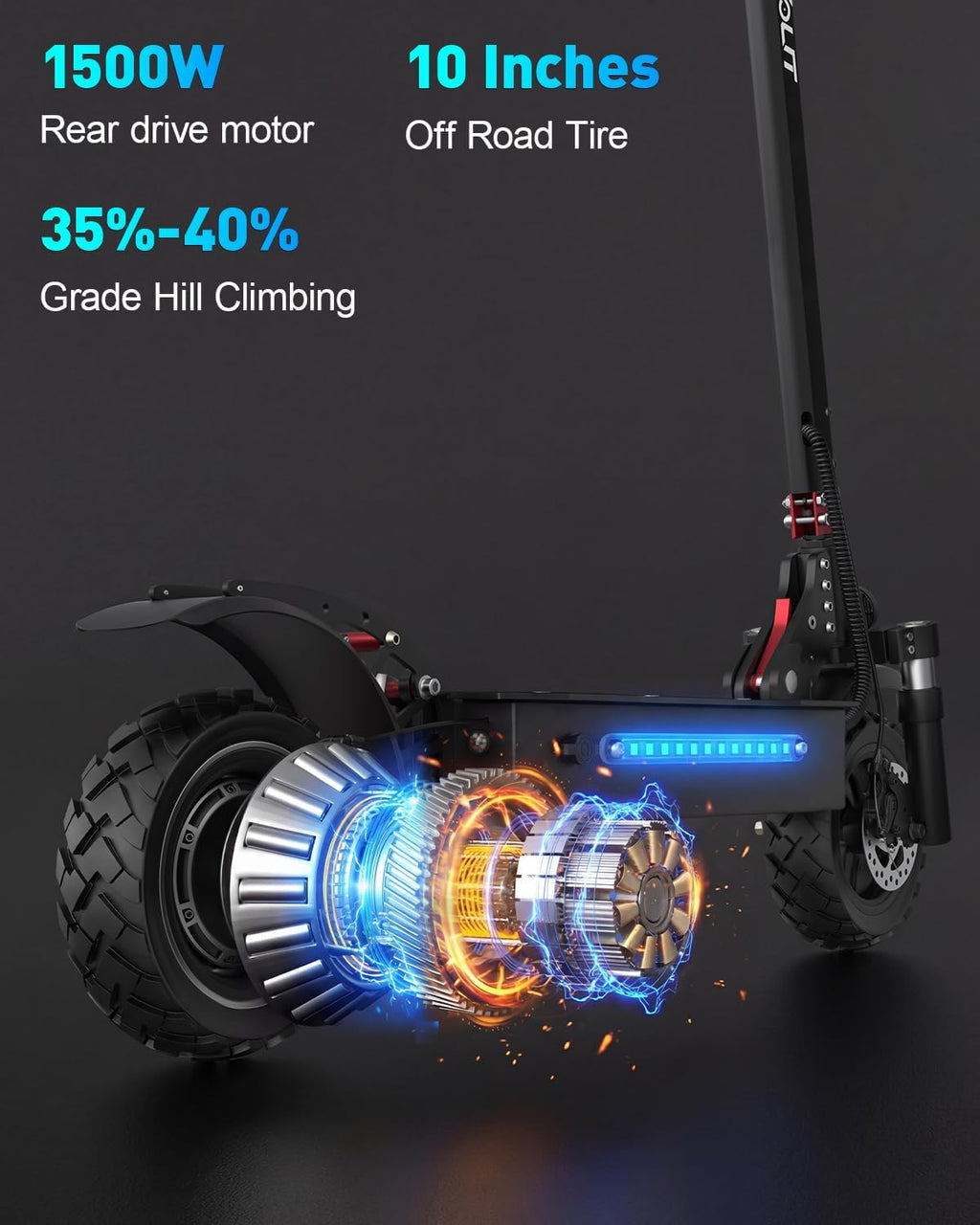 T88 Electric Scooter for Adults, 1500W Motor Max 31 MPH & 40 Miles Range, 10' Off-Road Pneumatic Tires, Dual Suspension & Disc Brakes, NFC & Password Unlock, Heavy Duty Foldable Scooter