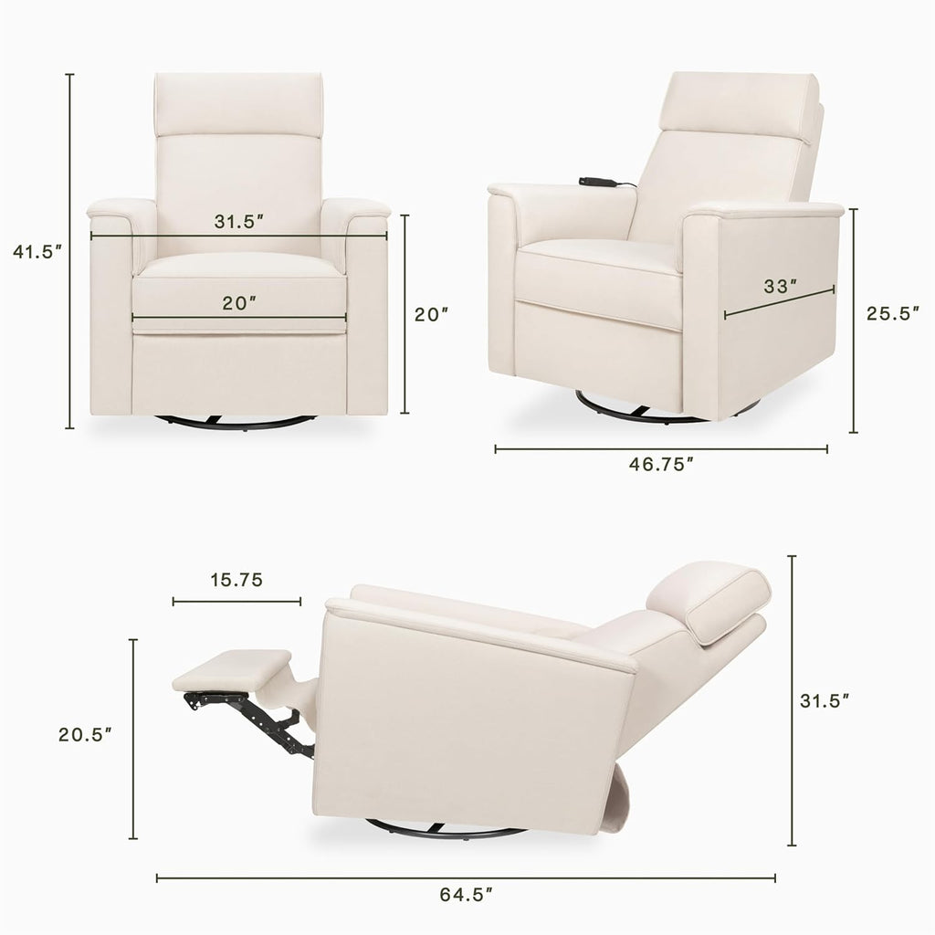 Namesake Willa Deluxe Power Recliner & Swivel Glider with Heat & Massage in Performance Cream Eco-Weave, Built-in USB Charging Port, Greenguard Gold & CertiPUR-US® Certified