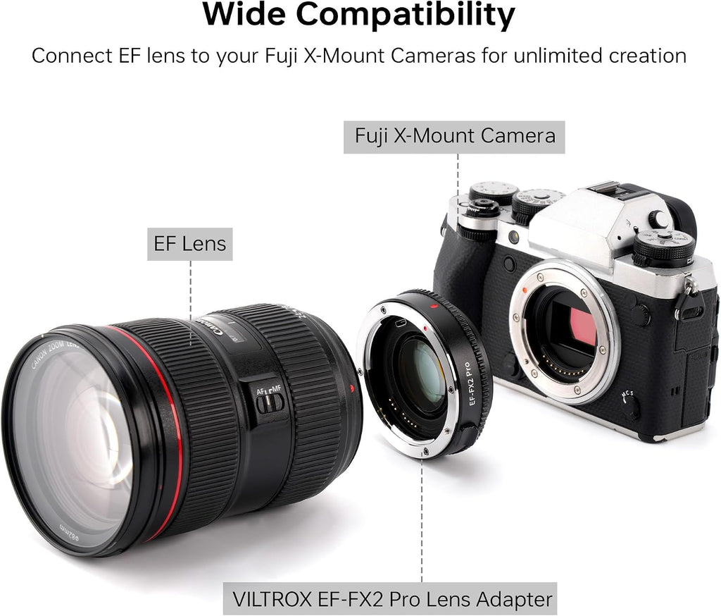 VILTROX EF-FX2 Pro Auto Focus Lens Adapter 0.71x Focal Reducer Speed Booster Adapter Compatible with Canon EF Mount Lens to Fuji X-Mount Camera X-T3 X-T2 X-T20 X-T10 X-T100 X-PRO 2 X-E3 X-A20