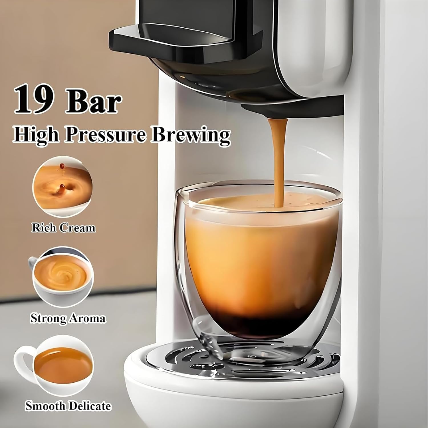 Coffee and Espresso Maker Compatible with Dolce Gusto Pods K-Cup Pod Coffee Mini Coffee Maker Portable Coffee Machine for Ground Coffee Use