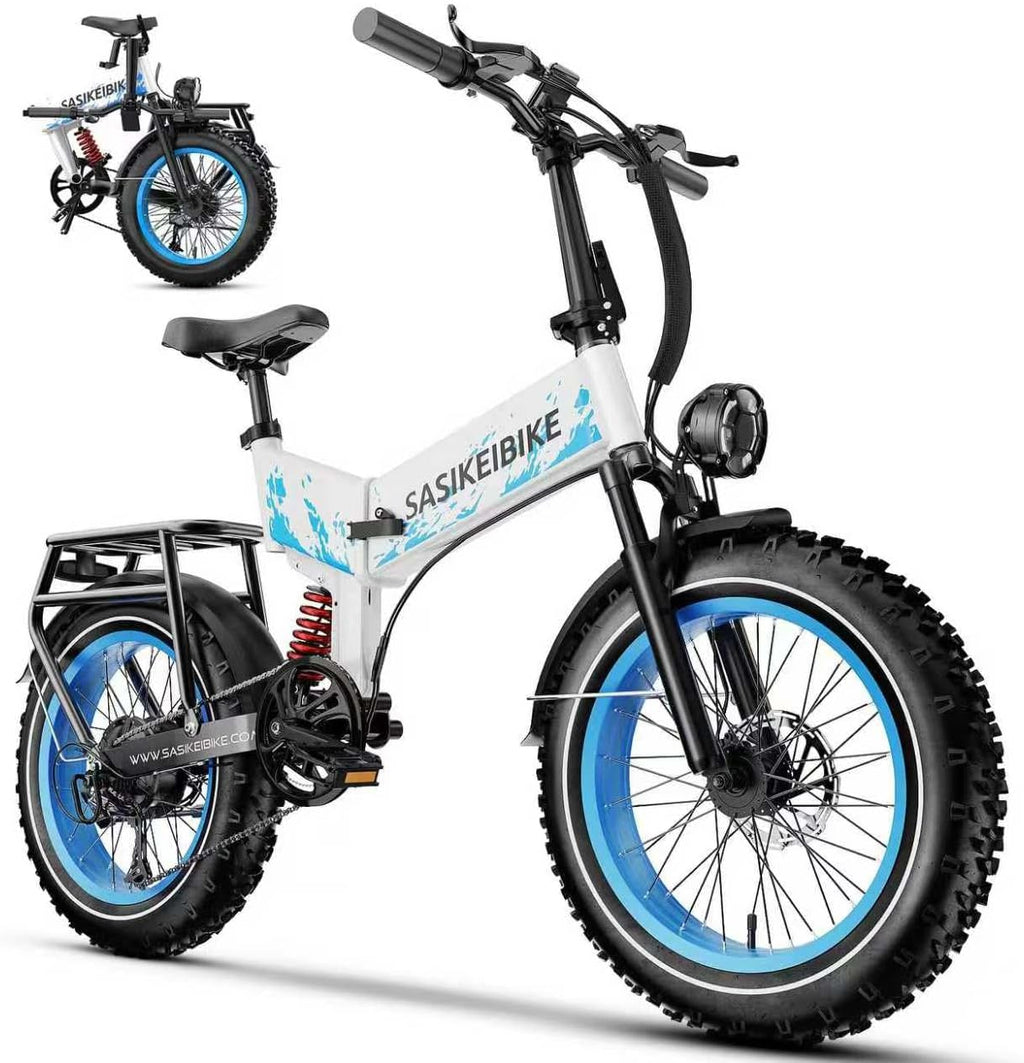SASIKEIBIKE 1500W Electric Bike for Adults Full Suspension,48/52v 20AH Electric Dirt Bike with 20' x 4.0 Fat Tire,70 Miles Electric Bicycle, Ebike for Snow, Mountains, Road UL Certified