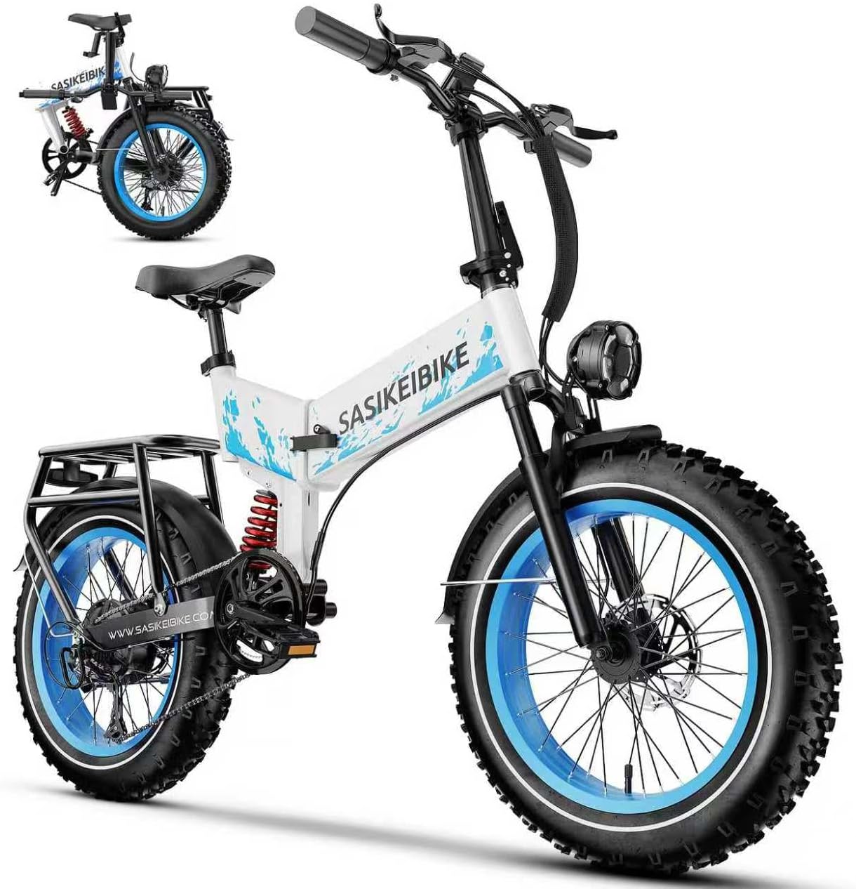 SASIKEIBIKE 1500W Electric Bike for Adults Full Suspension,48/52v 20AH Electric Dirt Bike with 20' x 4.0 Fat Tire,70 Miles Electric Bicycle, Ebike for Snow, Mountains, Road UL Certified
