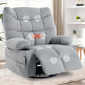 KCQ Swivel Rocker Recliner Chair with Massage and Heat, Fabric Heated Reclining Chairs Manual Recliner with Cup Holder for Adults, Nursery Rocking Glider Chair, Grey