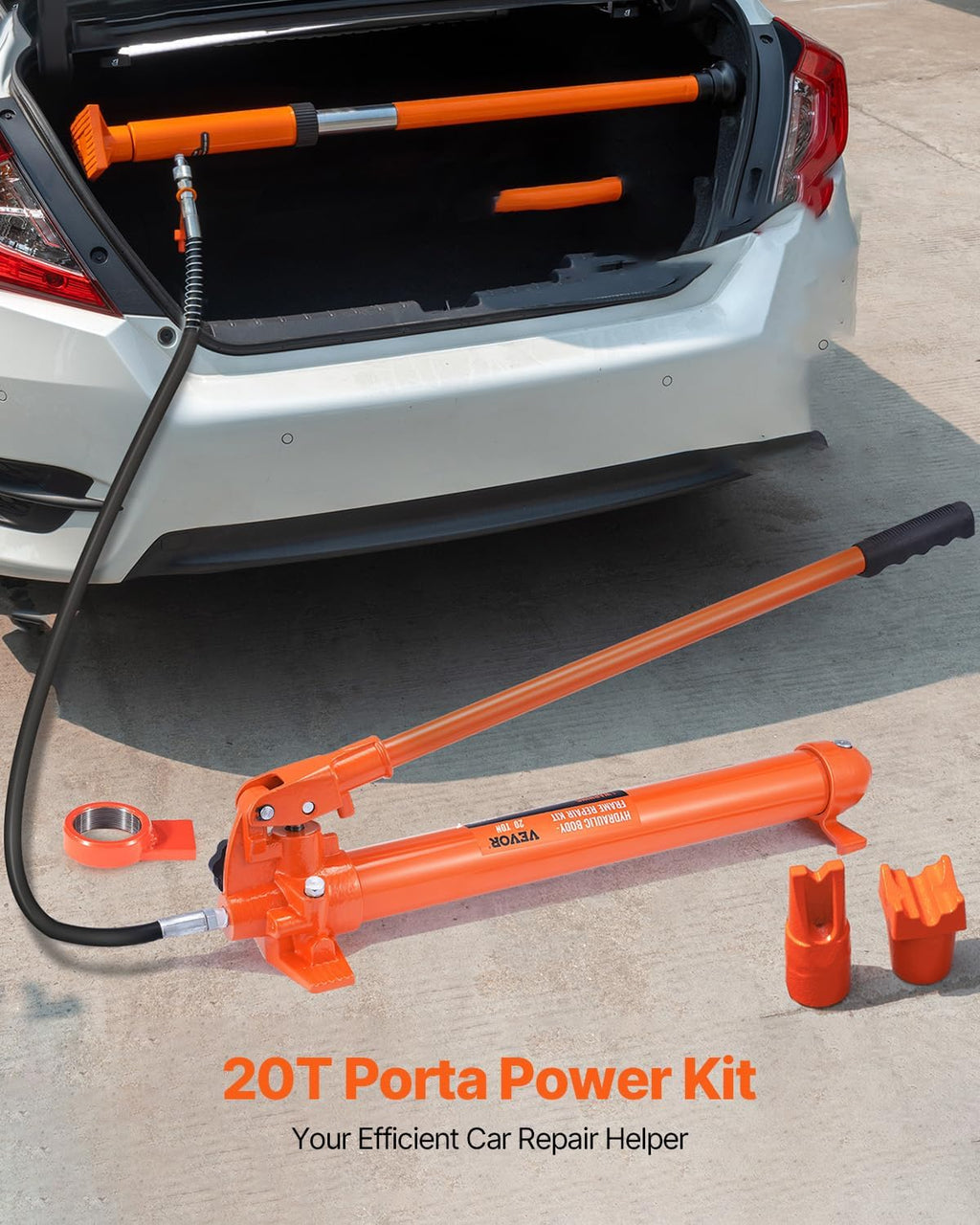VEVOR Porta Power Kit, 20 Ton Load, Portable Hydraulic Jack with 4.6 ft Extended Oil Hose, Comprehensive Accessories, Car Frame Repair Tool with Portable Storage Case for Automotive, Heavy Equipment