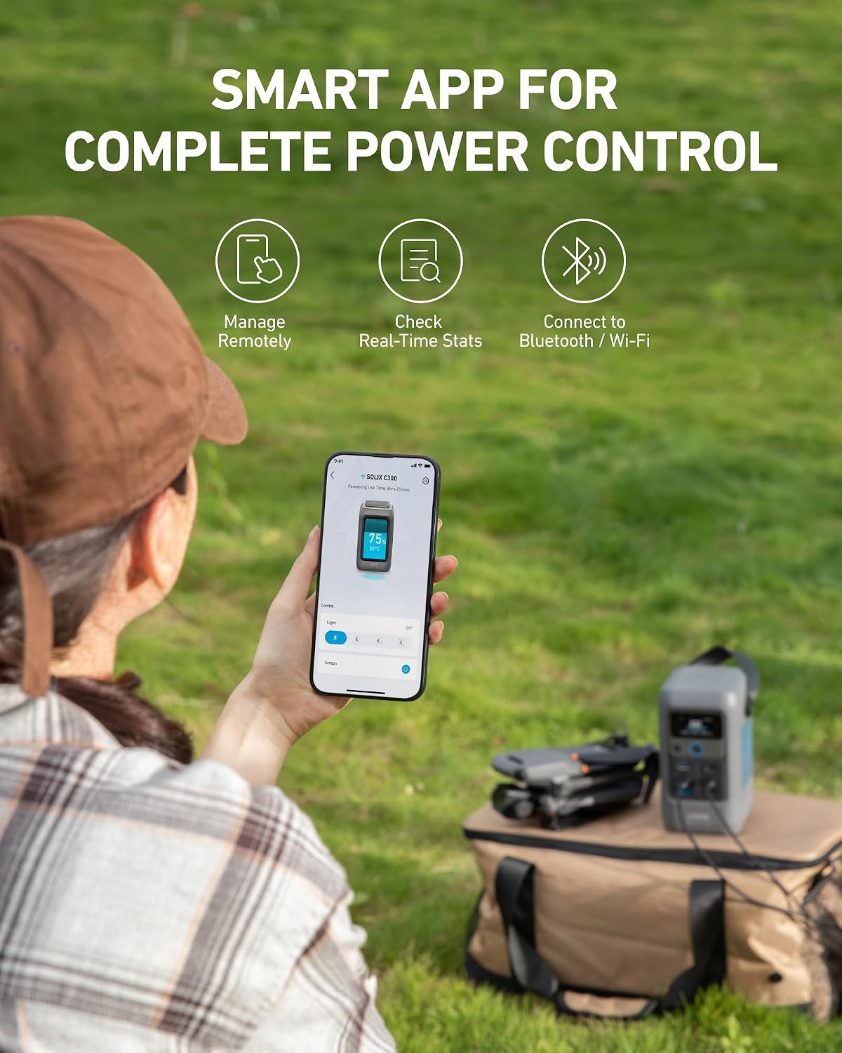 Anker SOLIX C200 DC Power Bank Station with Car Charging Cable, 192Wh Portable Power Station, LiFePO4 Battery, 200W Solar Generator, for Outdoor Camping, Traveling, and Emergencies.