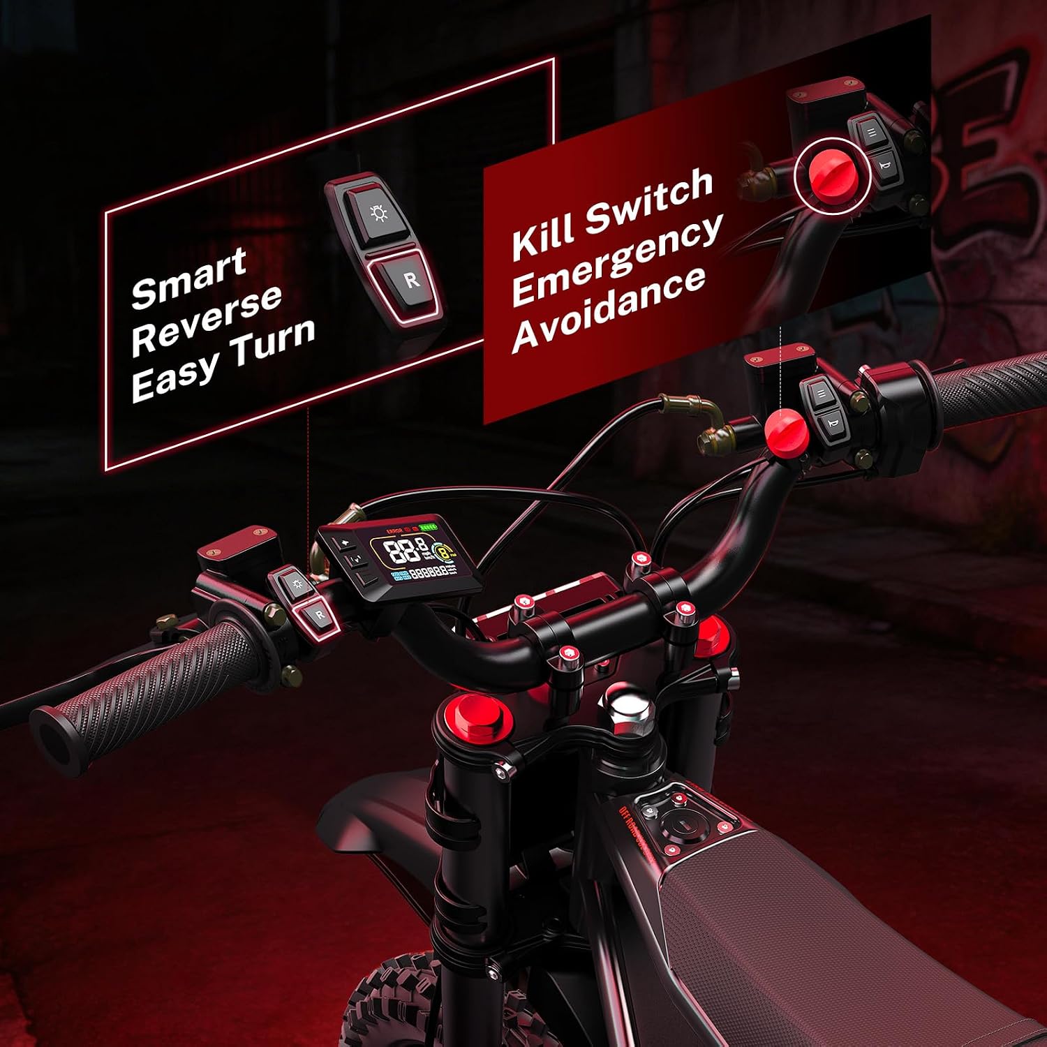 Heybike Villain Electric Dirt Bike, 4160W E Dirt Bike with 52V 26AH Battery, 14'/12' Fat Tire Electric Motorcycle for Teens, Max 45MPH Ebike with Reversing Function（Set of 2; Black*2）