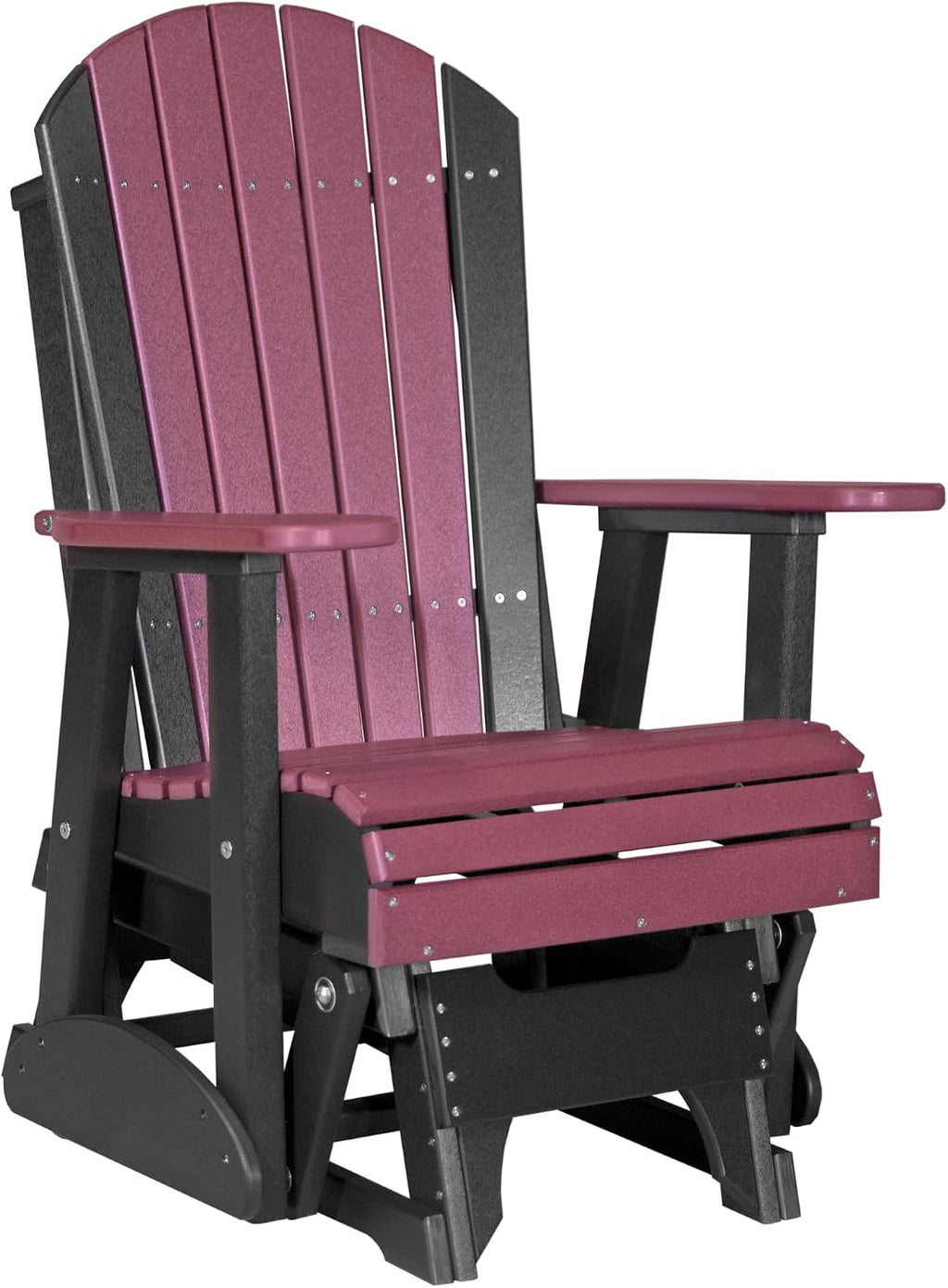 LuxCraft 2' Adirondack Glider Chair, Outdoor Patio Rocking Glider, Gliding Rocker for Outside (Cherrywood & Black)