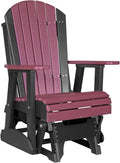LuxCraft 2' Adirondack Glider Chair, Outdoor Patio Rocking Glider, Gliding Rocker for Outside (Cherrywood & Black)