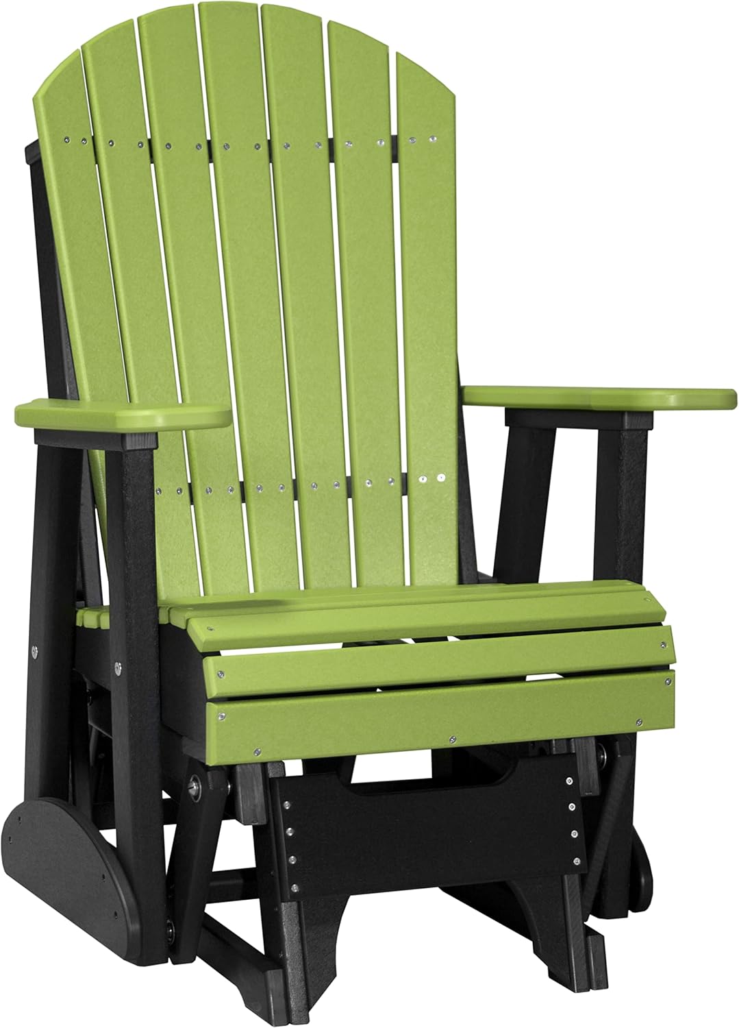 LuxCraft 2' Adirondack Glider Chair, Outdoor Patio Rocking Glider, Gliding Rocker for Outside (Lime Green & Black)
