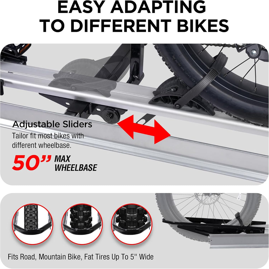 Bike Rack for Car Hitch Mount - Young Electric Single E-Bike Rack with Ramp, 100lb Capacity Ebike Rack Bicycle Carrier for Trucks, SUVs, RVs, Trailers