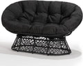 Bme Double Papasan Chair, 600lbs Capacity, Ergonomic Design, Soft Thick Fabric Cushion, Bee-Designed Base, Durable Steel Frame, 61', Onyx Stone - Black Base
