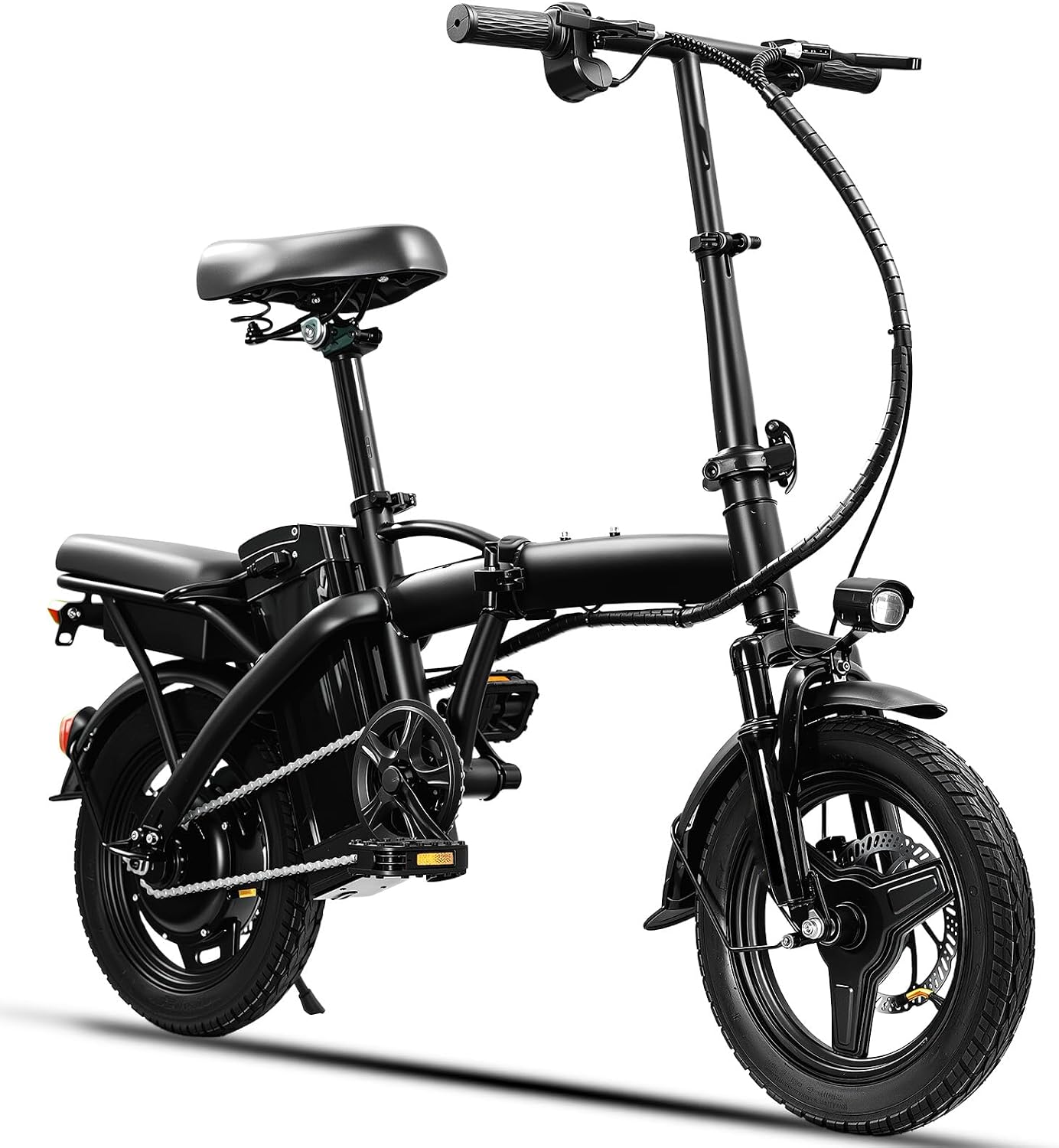 Folding Electric Bike for Adults and Teens, 560W Motor 24MPH Compact Commuter Ebike, 32 Miles Range, 48V 10Ah Battery, 3-Level Pedal Assist, 14' Mini Foldable Electric Bicycles, UL2849 Certified