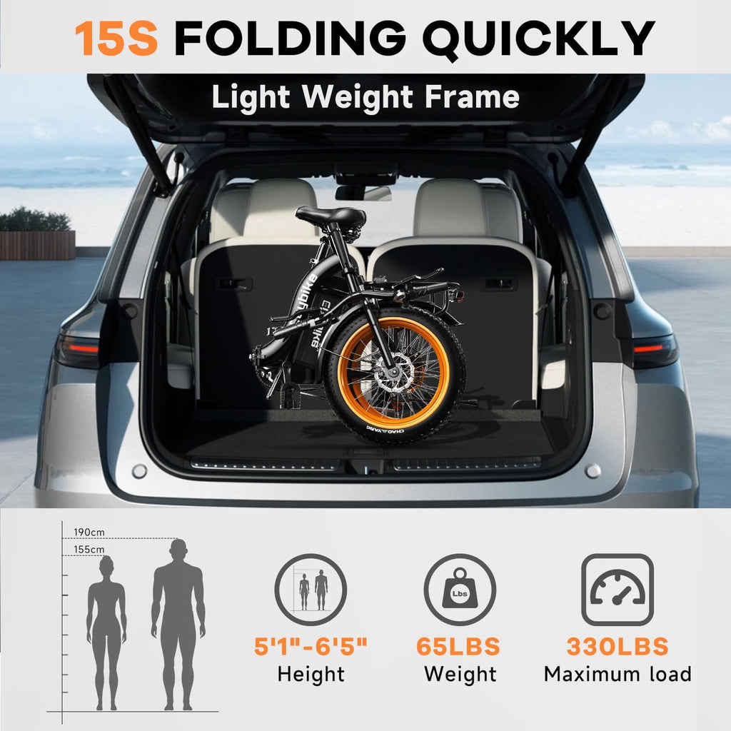 1000W Folding Electric Bike,48V 20AH Removable Battery E Bike,80 Miles Max Range Electric Bike for Adults,20' Fat Tire Foldable ebike,Adult Electric Bicycle for Commute Beach Snow