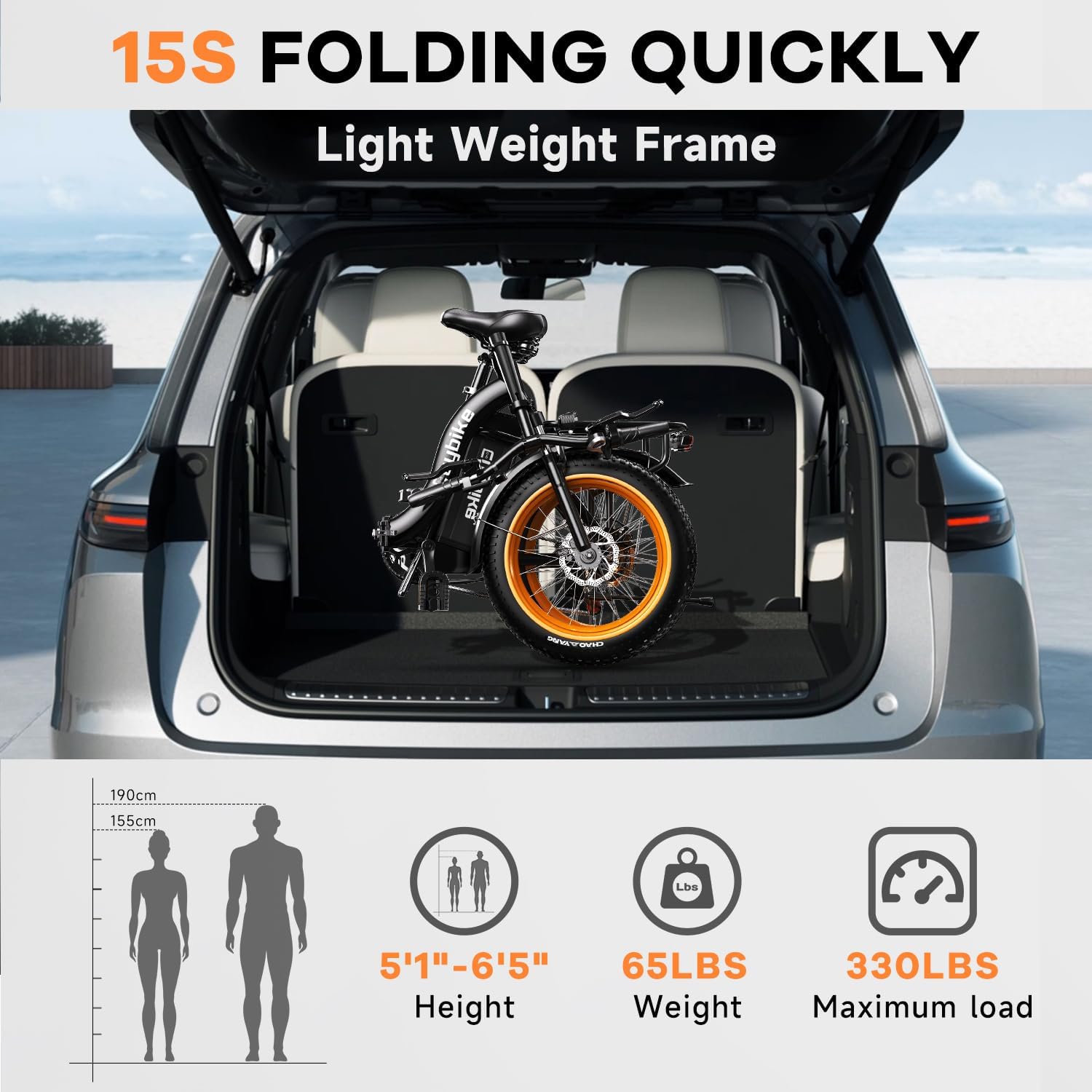 1000W Folding Electric Bike,48V 20AH Removable Battery E Bike,80 Miles Max Range Electric Bike for Adults,20' Fat Tire Foldable ebike,Adult Electric Bicycle for Commute Beach Snow