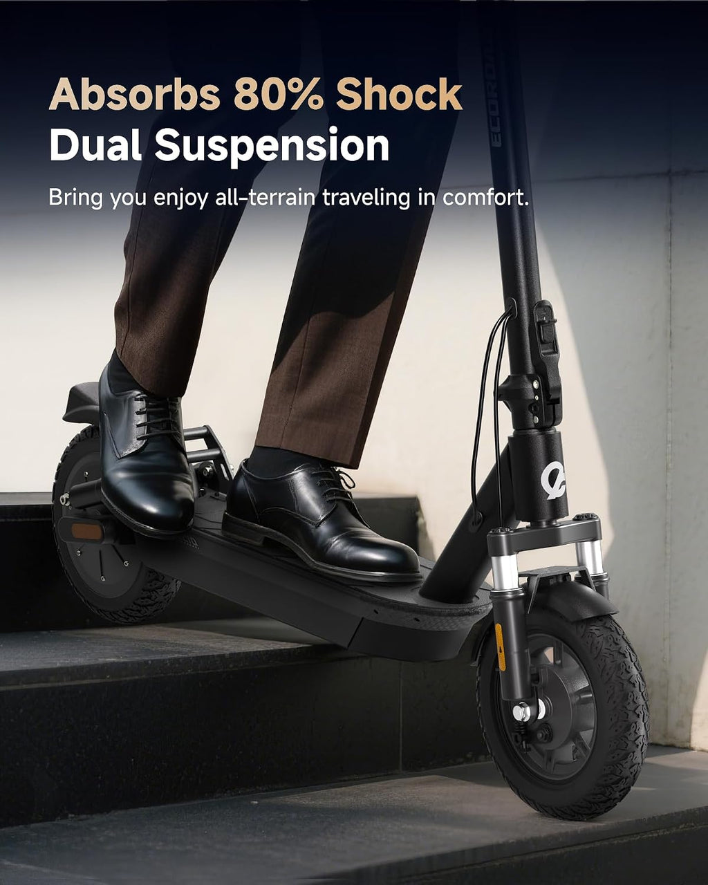 ECOROAD EC10 Electric Scooter for Adults, 750W Motor & 25 MPH & 32 Miles Long Range, 10' Tires with Dual Suspension, Foldable Commuting E Scooter with App Control