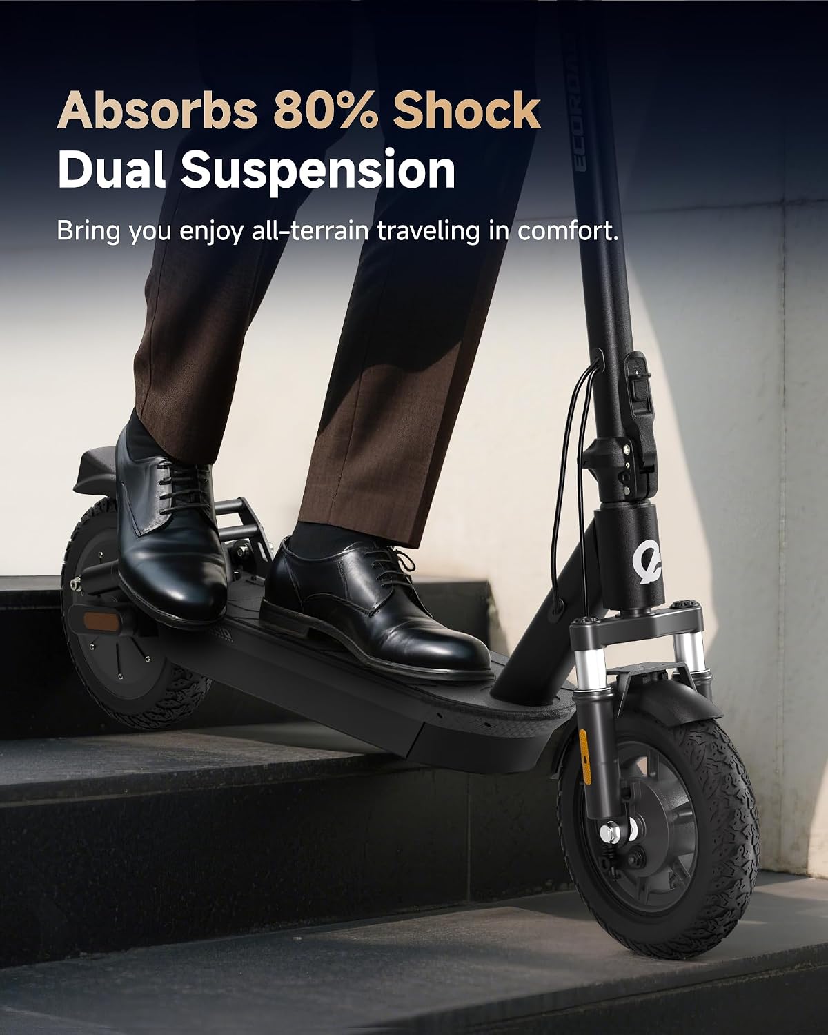 ECOROAD EC10 Electric Scooter for Adults, 750W Motor & 25 MPH & 32 Miles Long Range, 10' Tires with Dual Suspension, Foldable Commuting E Scooter with App Control