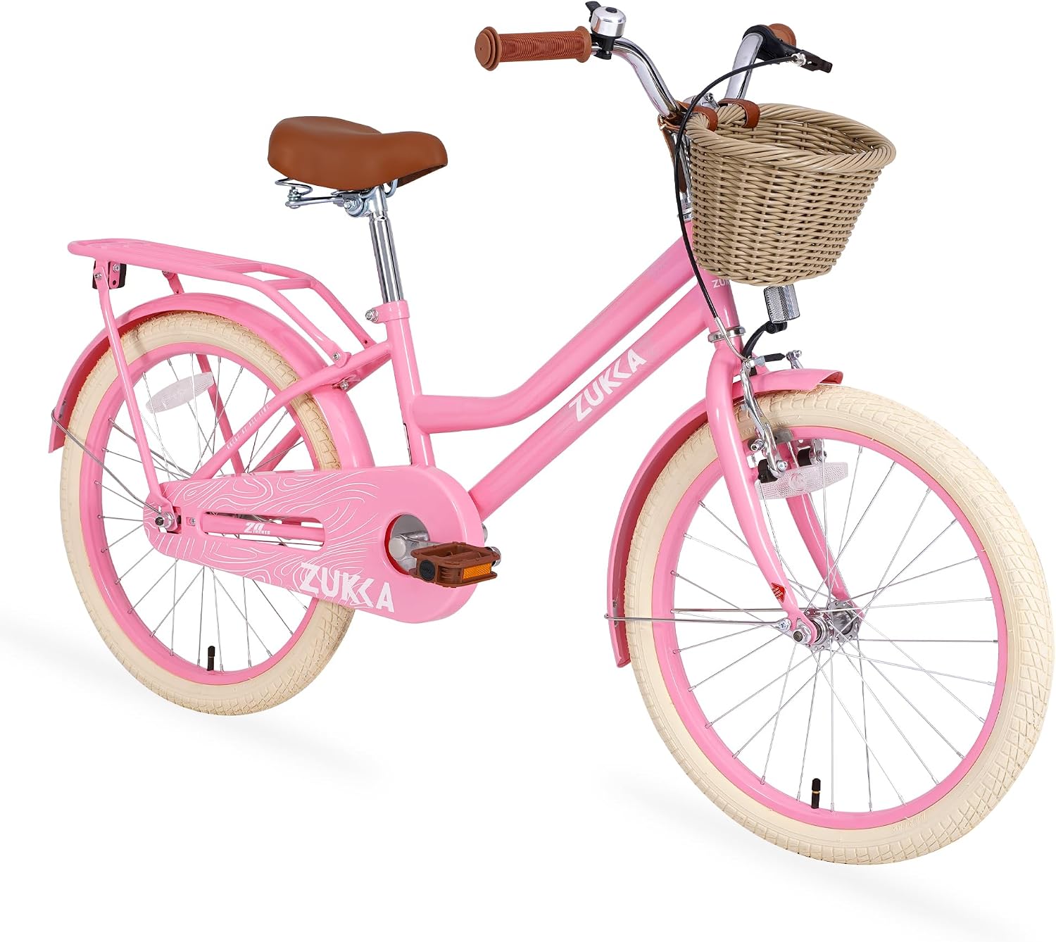 MEGHNA Cruiser Bike 20 inch/24 inch Wheels Girls Women Bike Single Speed Commuter Bike with Basket V-Brake and Coast Brake Women Ladys Bicycle, Multicolors