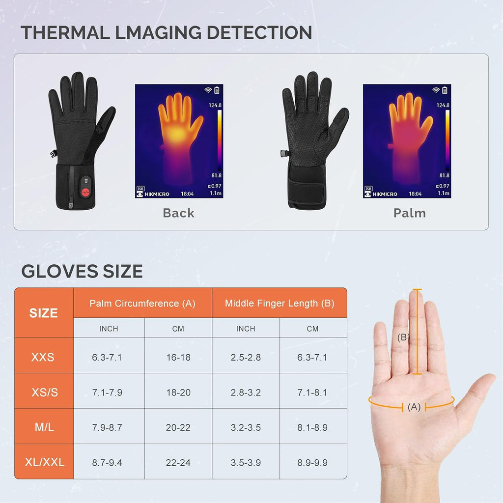 Heated Glove Liners for Men Women,Rechargeable Electric Battery Heating Riding Ski Snowboarding Hiking Cycling Hunting Thin Gloves Hand Warmer (Silicone Grip Liner, X-Small/Small)