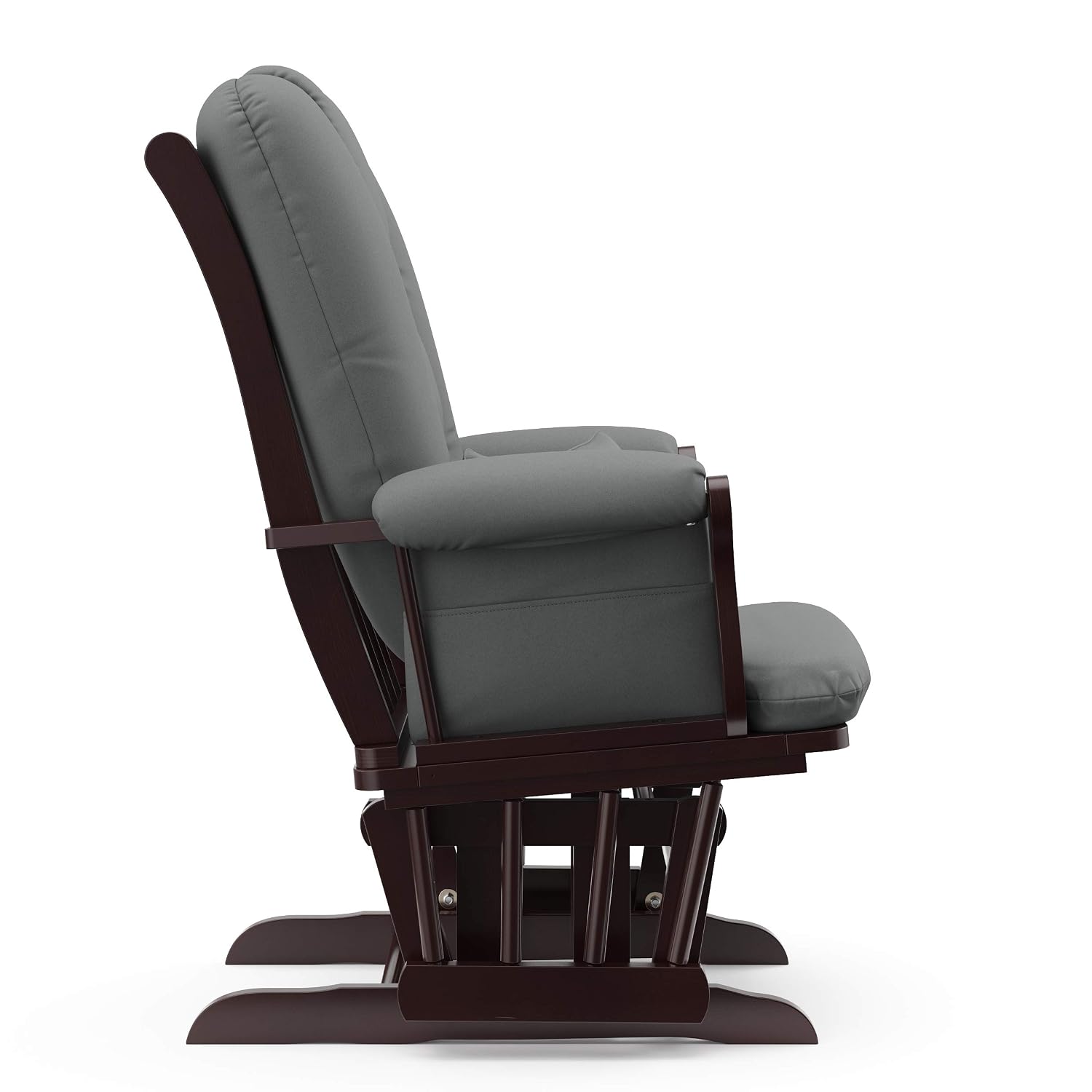 Storkcraft Tuscany Custom Glider and Ottoman with Free Lumbar Pillow (Espresso/Grey) - Cleanable Upholstered Comfort Rocking Nursery Chair with Ottoman