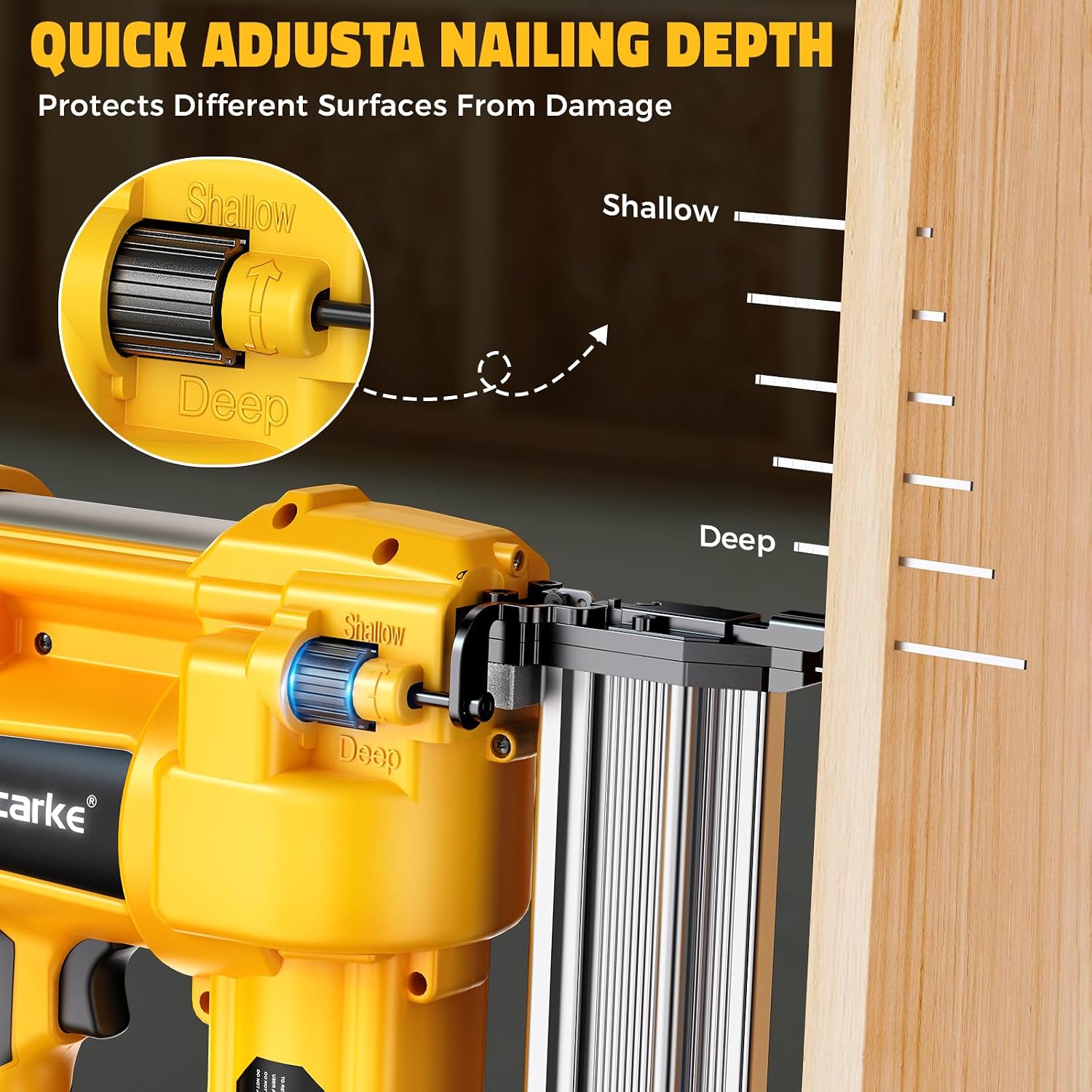 Ecarke Cordless 2' Brad Nailer Compatible with DeWalt 20V Battery(No Battery), 2 in 1 Electric Nail Gun Staple Gun with 18GA Nails, Power Nail Gun for Trim Wood Crafting Home Carpentry, 7.2LBS