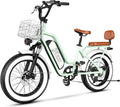 1450W Peak Bike with 48V 20AH Removable Battery, 20'x 4' Fat Tires 35MPH Electric Bike for Adults, 80 Miles Max Range Cargo Ebike 2 Seater Electric Bicycle Green with Safety Seat