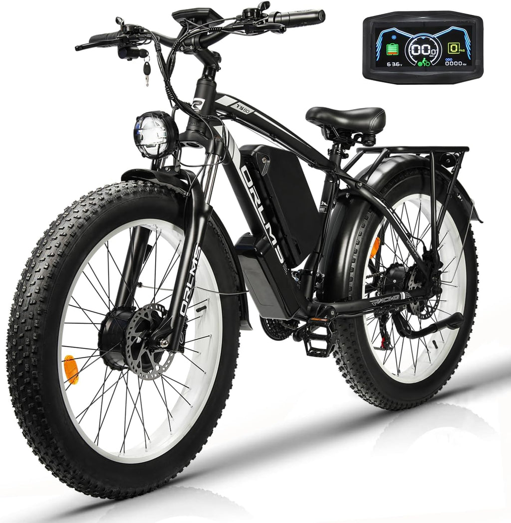 6000W Peak Dual Motor Electric Bike for Adults, 60V 25AH Battery, 45MPH & 100 Miles Range,21-Speed Full Suspension, 26' x 4.0' Fat Tire Off-Road E-Bike for All Terrain Snow Sand