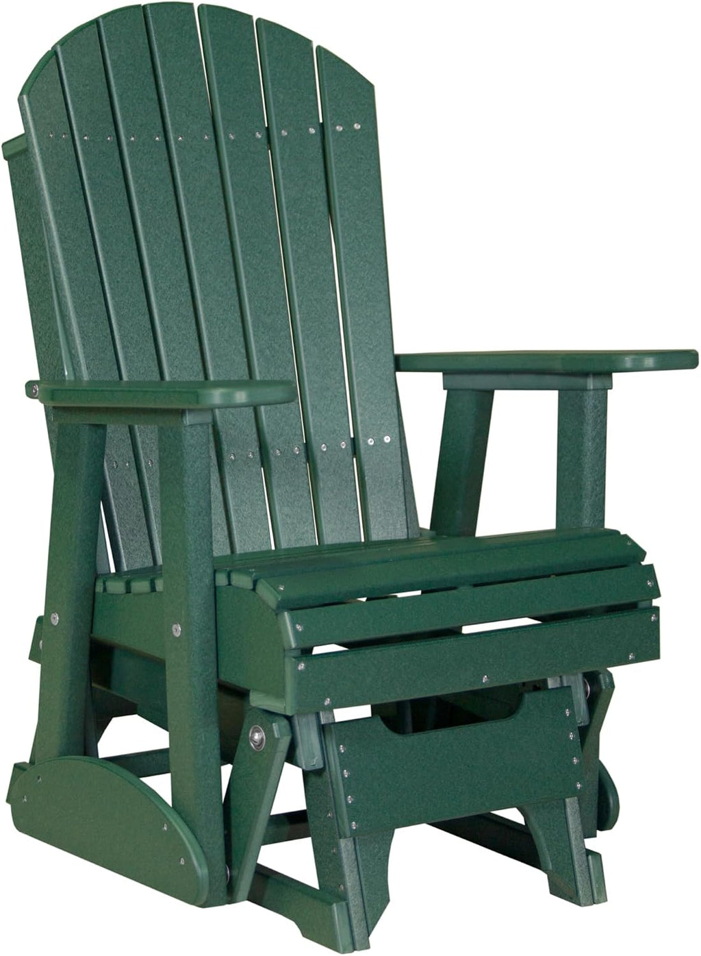 LuxCraft 2' Adirondack Glider Chair, Outdoor Patio Rocking Glider, Gliding Rocker for Outside (Green)