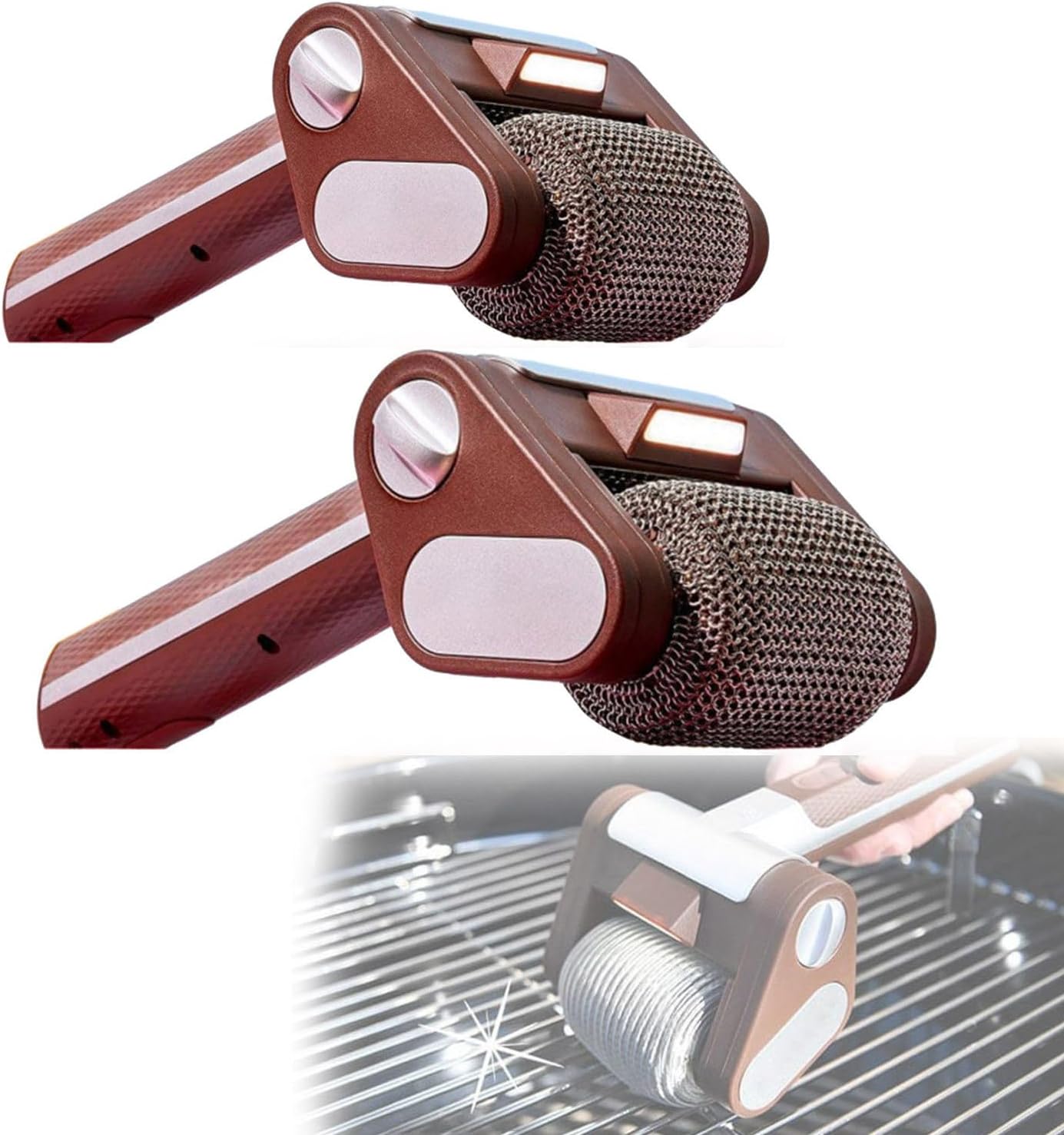 Cordless Electric Grill Brush with Led Light Cordless Rechargeable Electric Grill Brush Electric Grill Cleaning Scrub Brush 350-Rpm,BBQ Tool for Camping