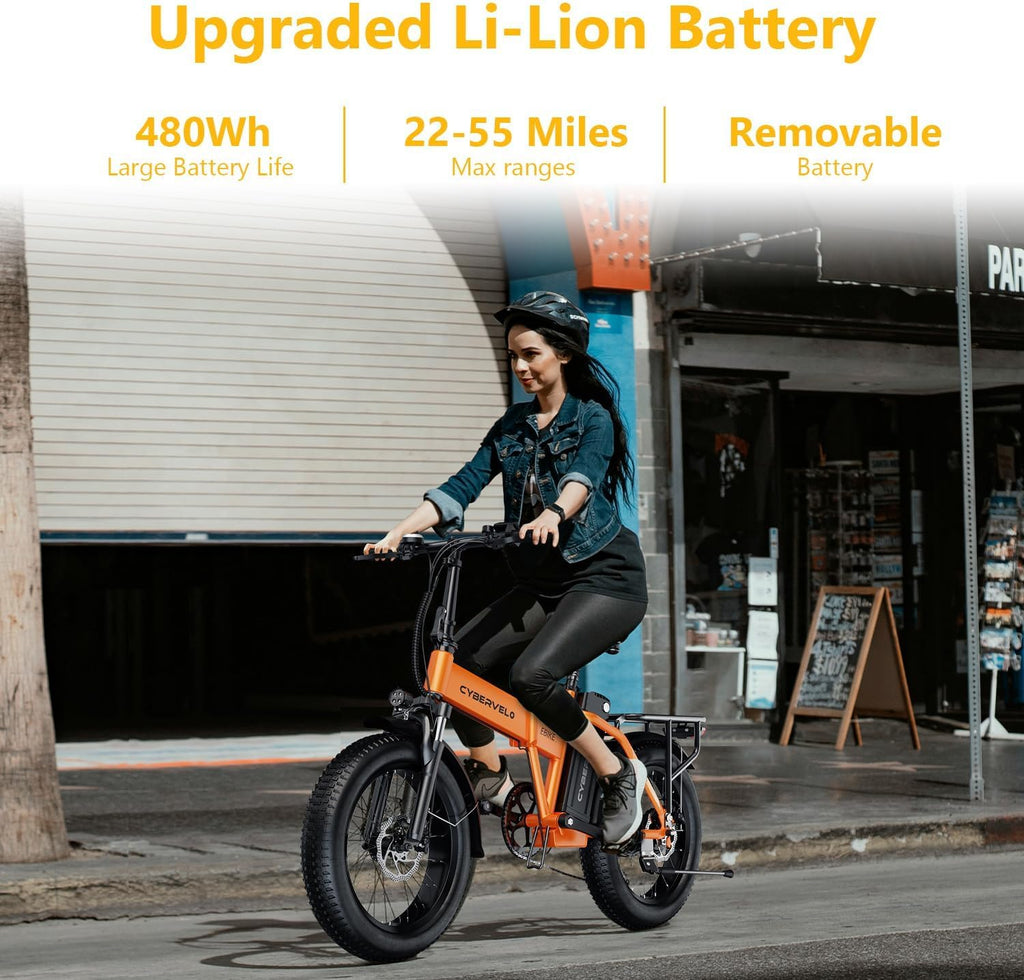 Folding Electric Bike, Removable Large Capacity Battery Ebike,Fat Tire Adult E-Bik,Long Range, Long-lasting Ebike