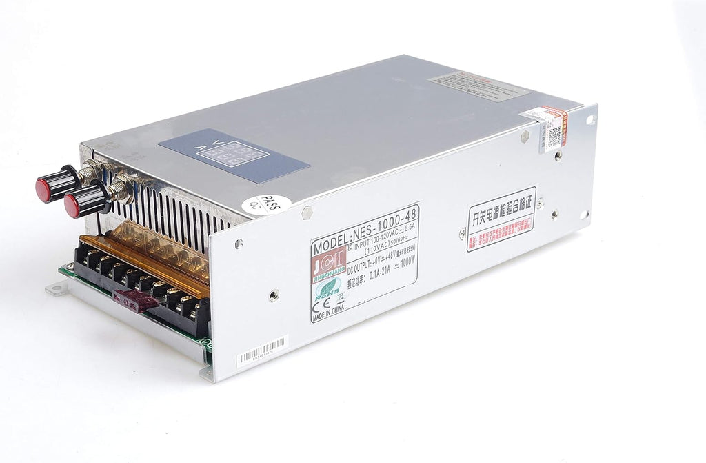 Adjustable DC Power Voltage Converter AC 110V to DC 0-48V 0-21A Module 48V 21A Switching Power Supply Digital Display 1000W Voltage Regulator Built in Cooling Fan (0-48V 0-21A)