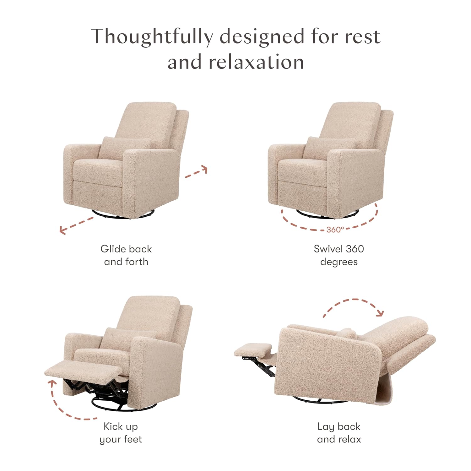 Babyletto Sigi Manual Recliner and Swivel Glider in Chai Shearling, Greenguard Gold and CertiPUR-US Certified