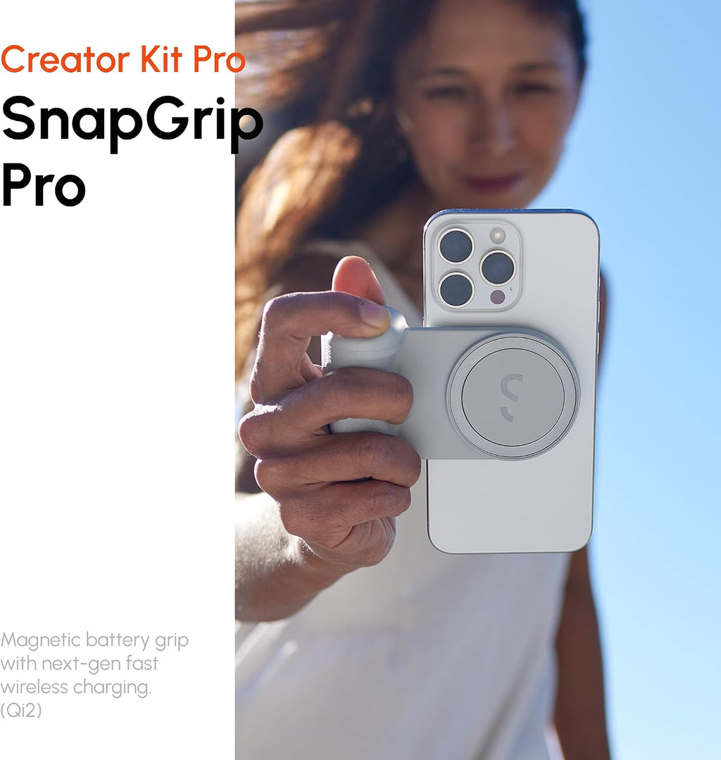 ShiftCam Travel and Creator Kit – MagSafe-Compatible Mobile Creator Bundle for iPhone and Android, Compact Phone Grip, Adjustable LED Light, Extendable Bluetooth Tripod for Vlogging - Creator Kit Pro