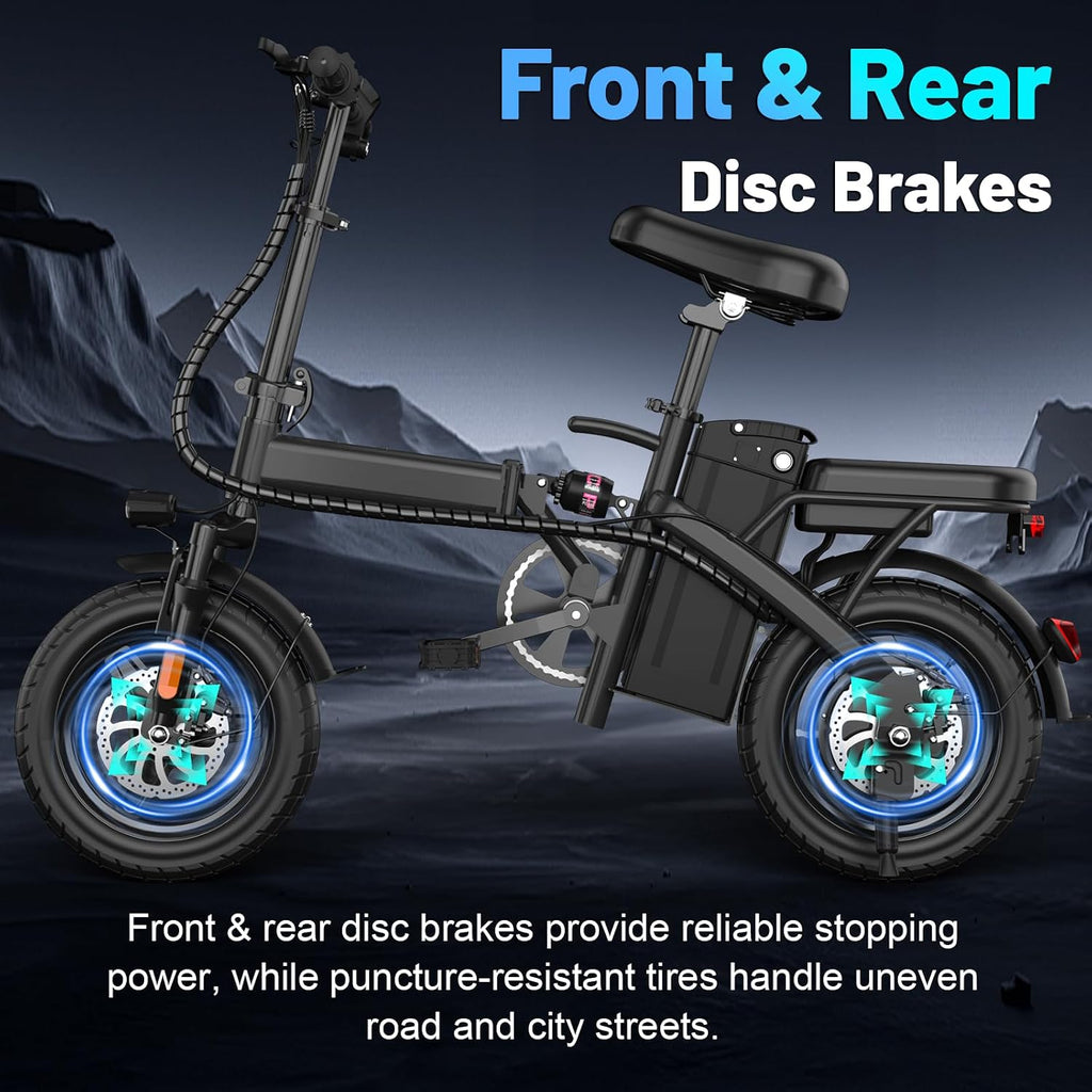 REOCRO Folding Electric Bike for Adults and Teens, 14' Mini E-Bike with 500W Motor, Foldable Ebike with 48V Removable Battery UL 2849 Certified, Commuter Electric Bicycle with 25-30 Miles PAS Range