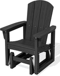 SERWALL Outdoor Glider Chair, HDPE Patio Glider Rocker All-Weather Porch Glider for Outside, Black