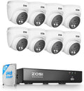 ZOSI C220 4K 8MP 8CH POE NVR Security Camera System (16CH Expandable), 8 x 8MP PoE IP Dome Cameras Outdoor Indoor, AI Human/Vehicle/Face Detection, One-Way Audio, 100ft IR Night Vision, 2TB HDD
