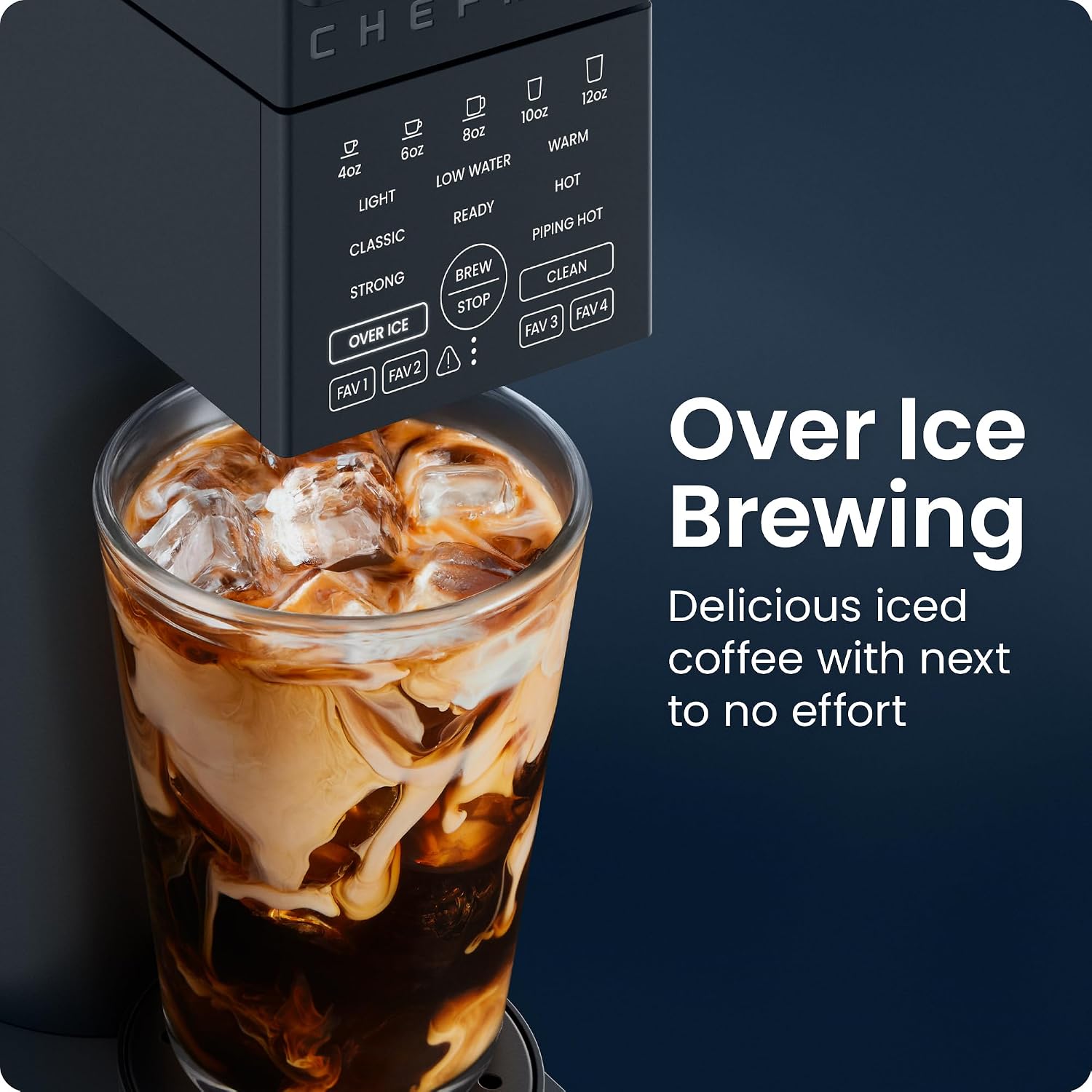 Chefman Caffeinator Single Serve Coffee Maker, Brew Kcups & Grounds, Drip Coffee Machine with Brew Strength Settings, Iced Coffee Function, 45 oz. Removable Water Reservoir