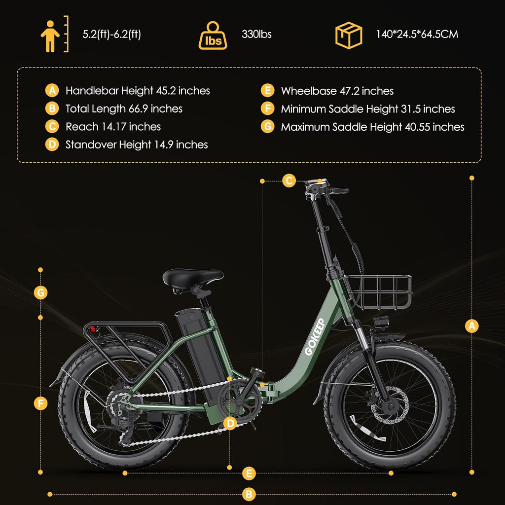 Electric Bike for Adults 20' Fat Tire 1300/1800W Peak Motor 52V 13/18.2AH Removable Battery 35/86 Miles PAS Range,20MPH,Folding EBike with Shimano 7 Speed and Adjustable Seat